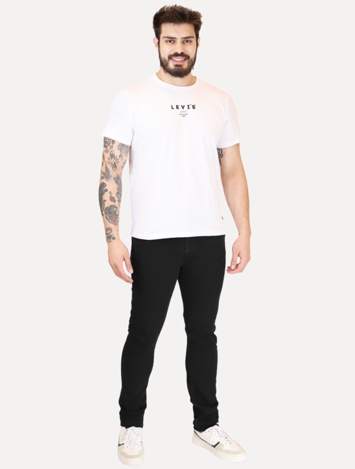 Vista 2 Calça Levis Jeans Masculina Tag Brown 510 Skinny Preta Levis preto brown