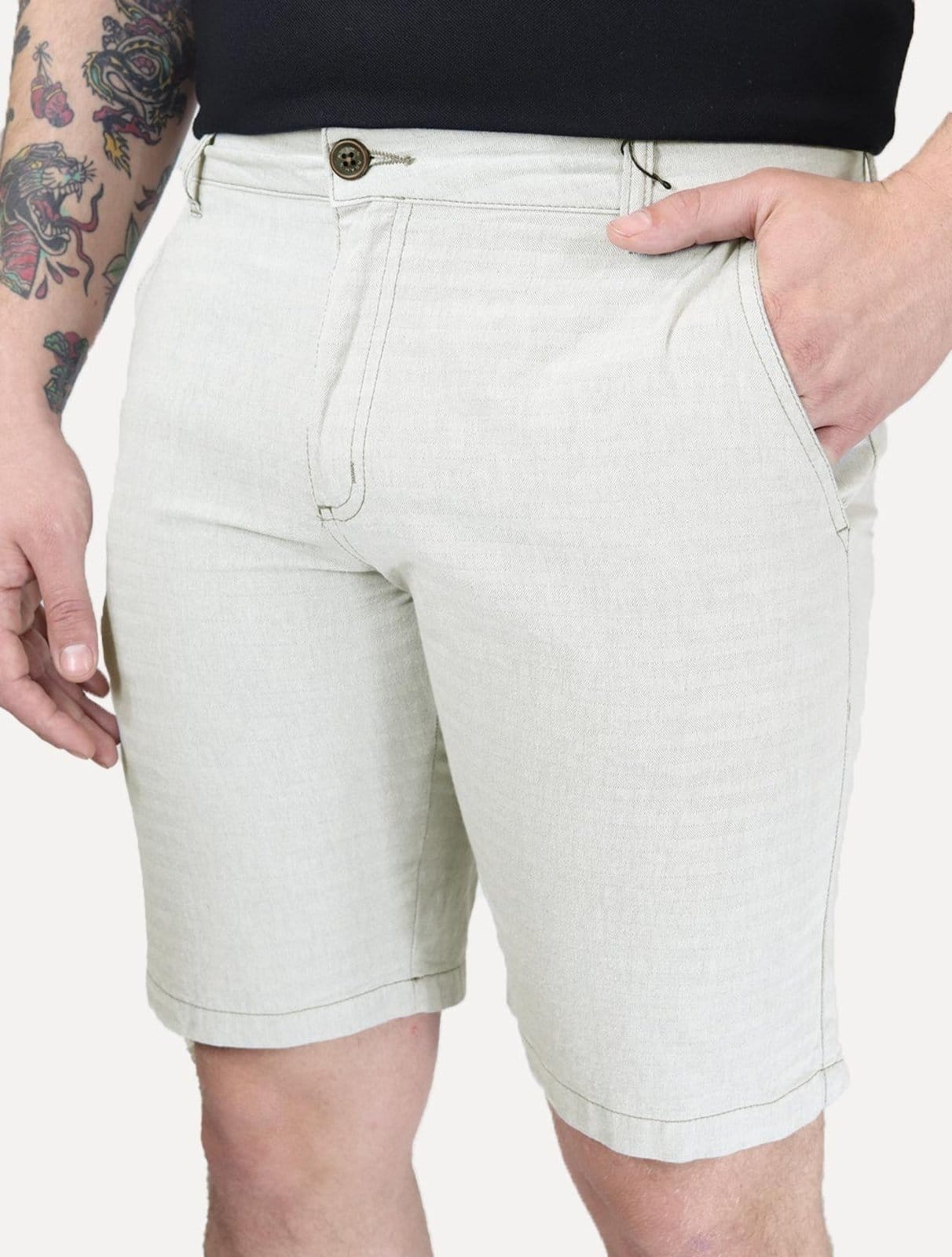 Vista 2 Bermuda Aramis Masculina Chino Fishbone Claro Aramis cinza