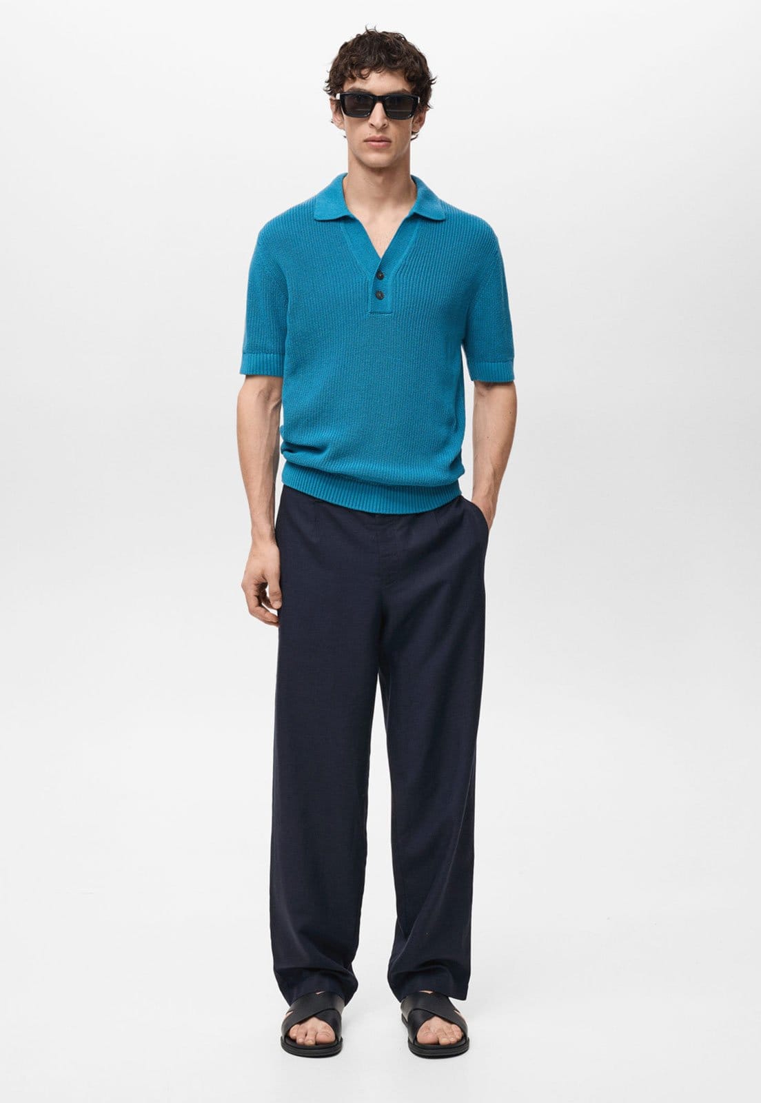 Vista 2 Calça Mango Reta David Azul-Marinho Mango azul marinho