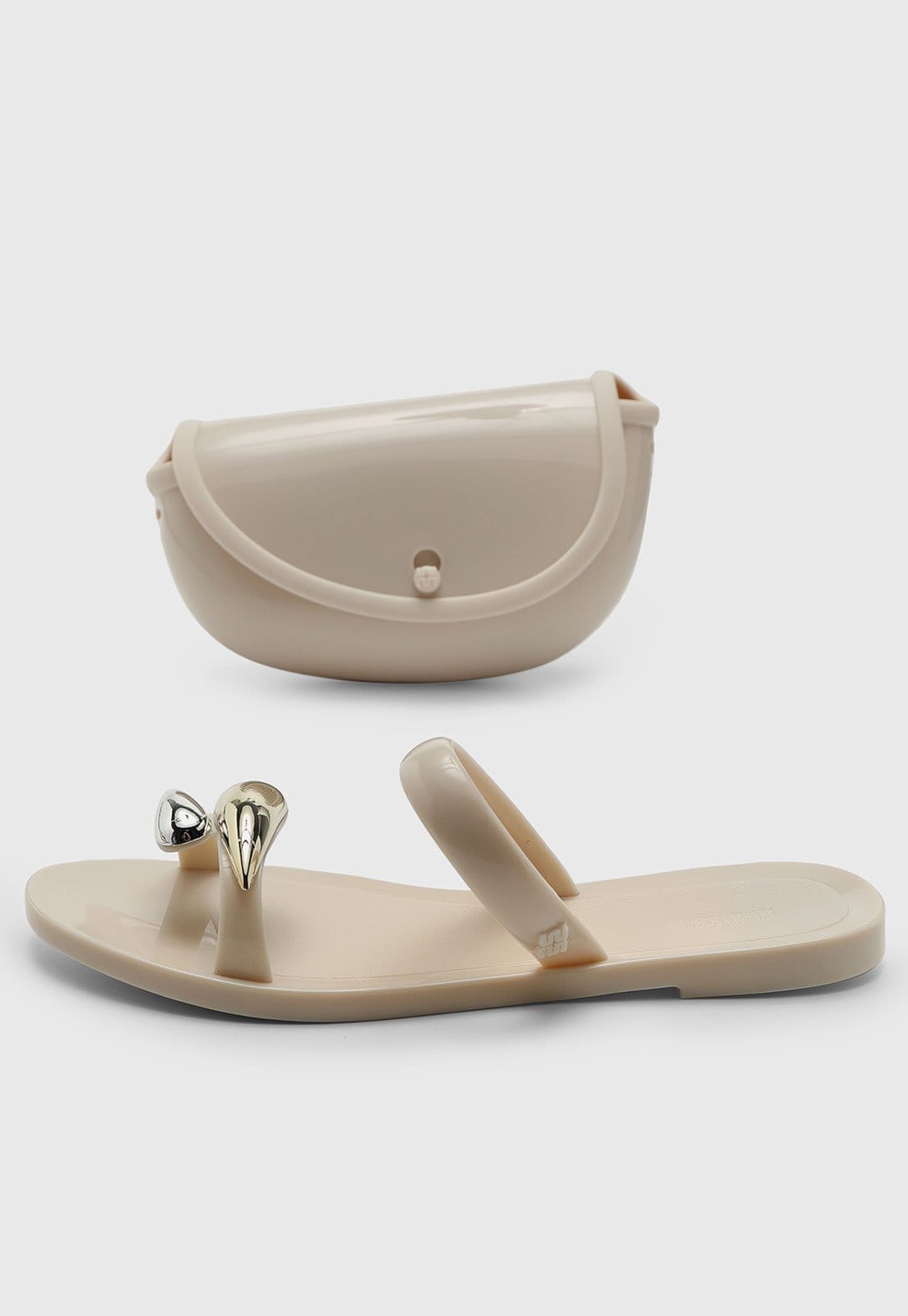 Kit Rasteira e Bolsa Feminina Melissa Detalhe Metalizado