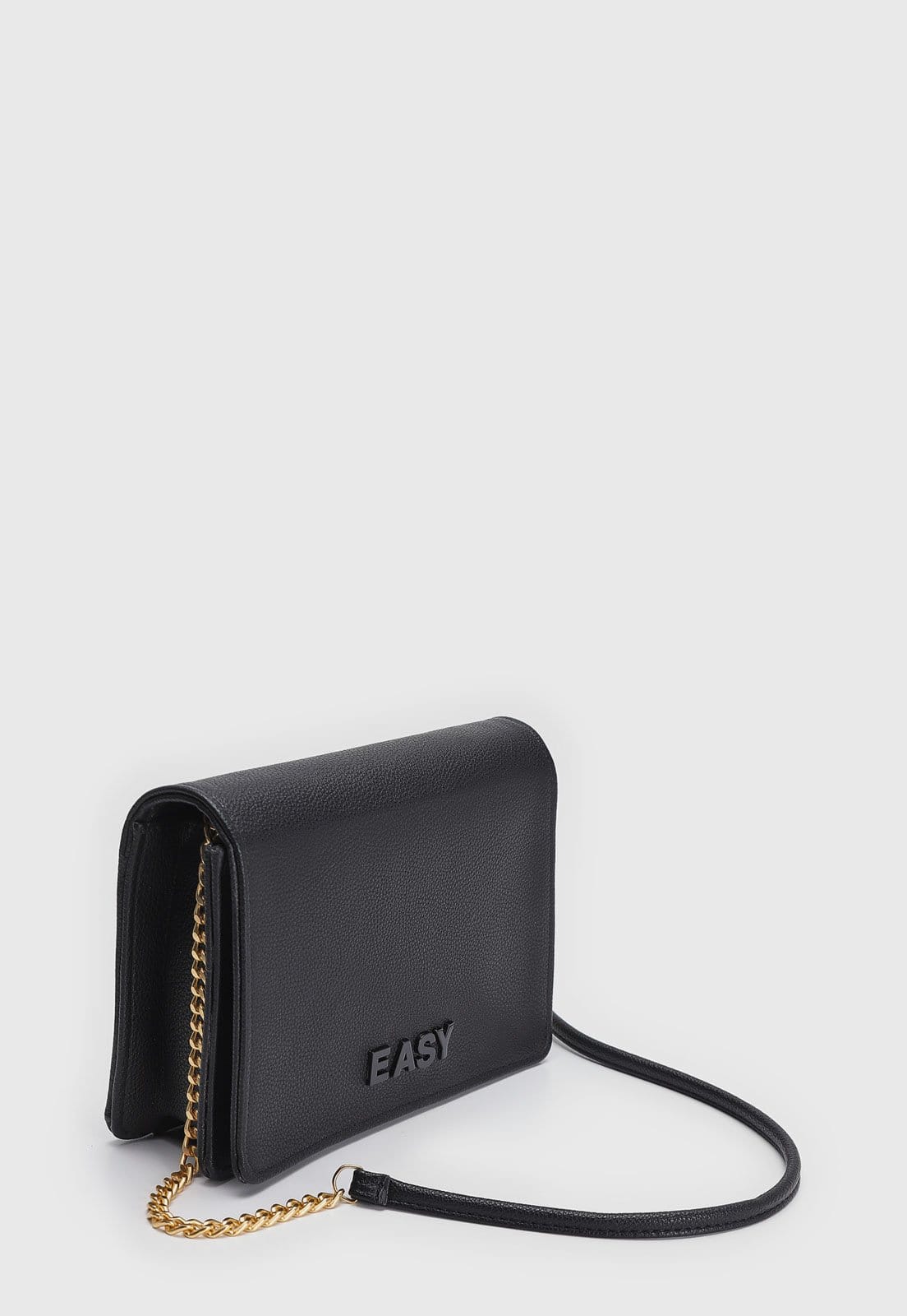 Vista 2 Bolsa Tiracolo Lança Perfume Alça Recorte Corrente Preta Lança Perfume preto