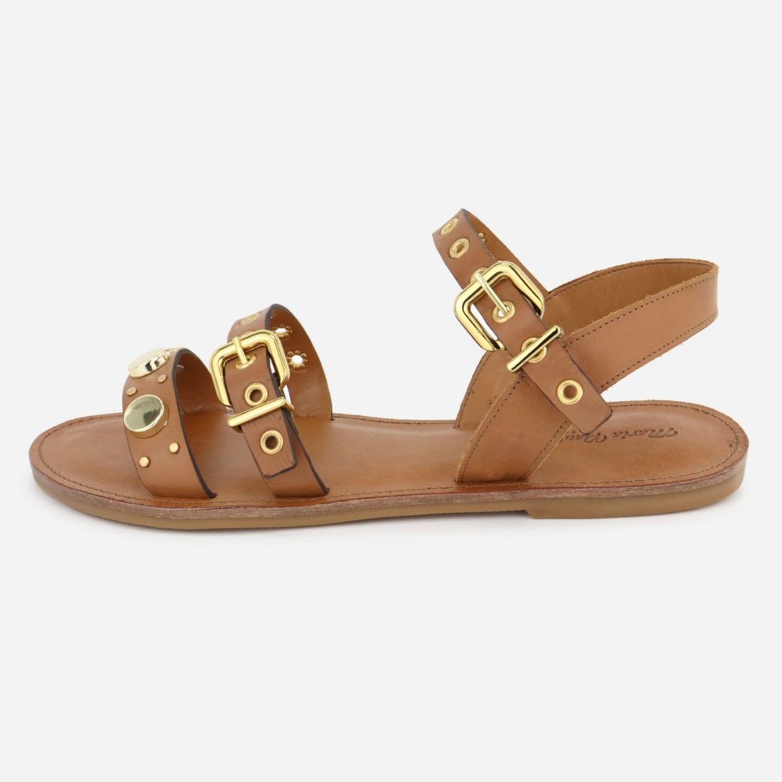 Sandália Luxo Conforto Palminha Maria Paula Couro Rasteira