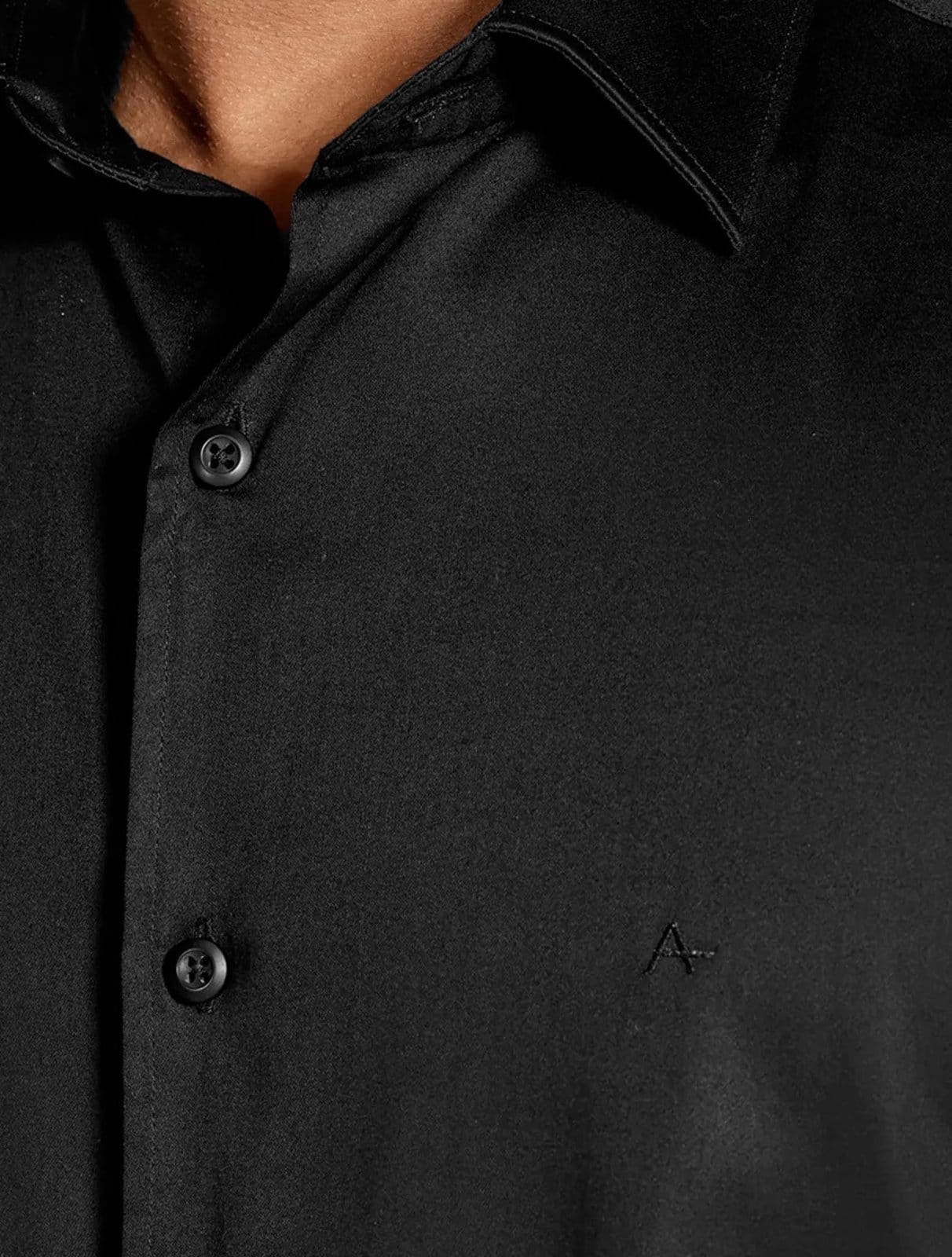 Vista 2 Camisa Aramis Masculina Slim Stretch Cetim Hudson Preta Aramis preto