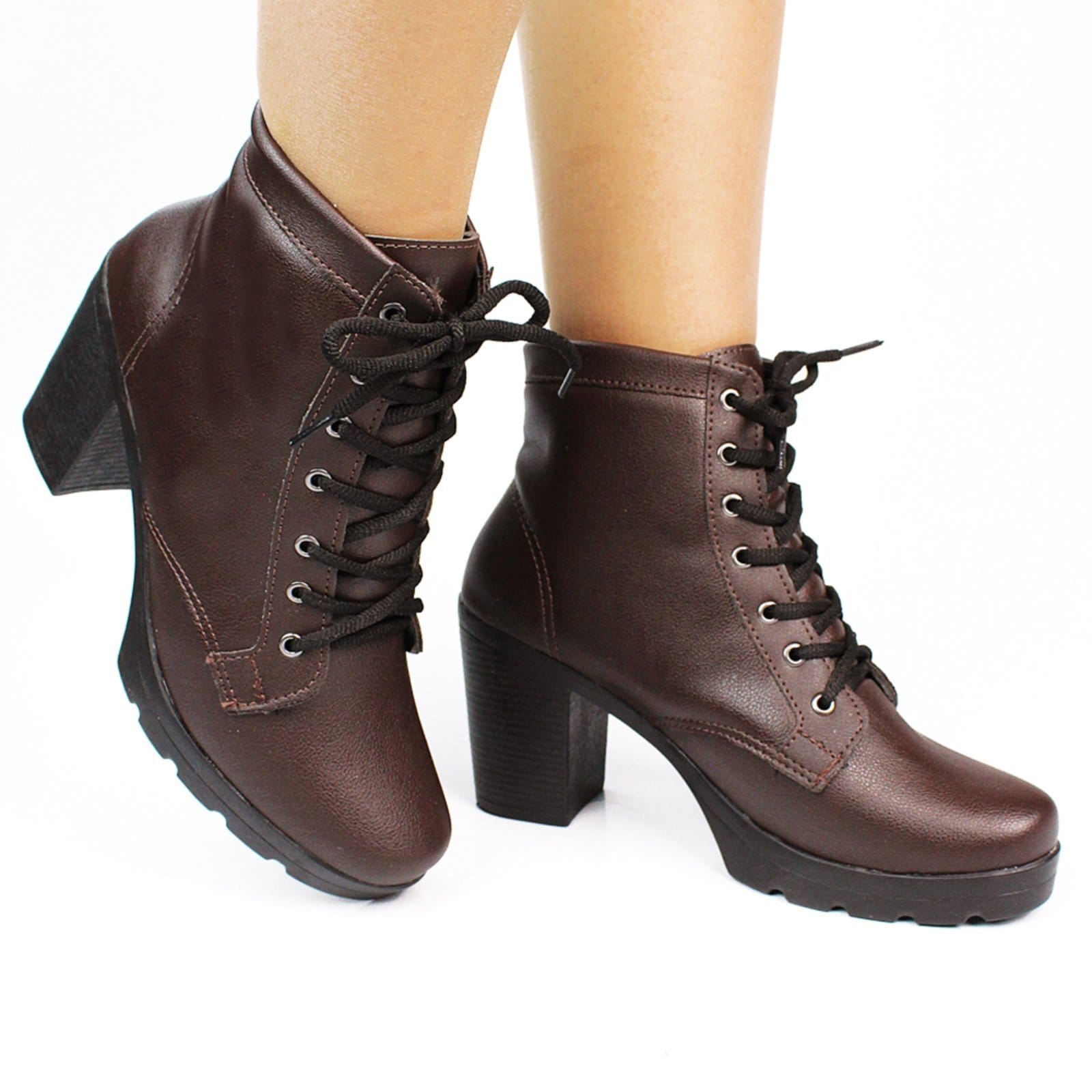 Bota Coturno Feminino Donatella Shoes Salto Alto Cano Médio