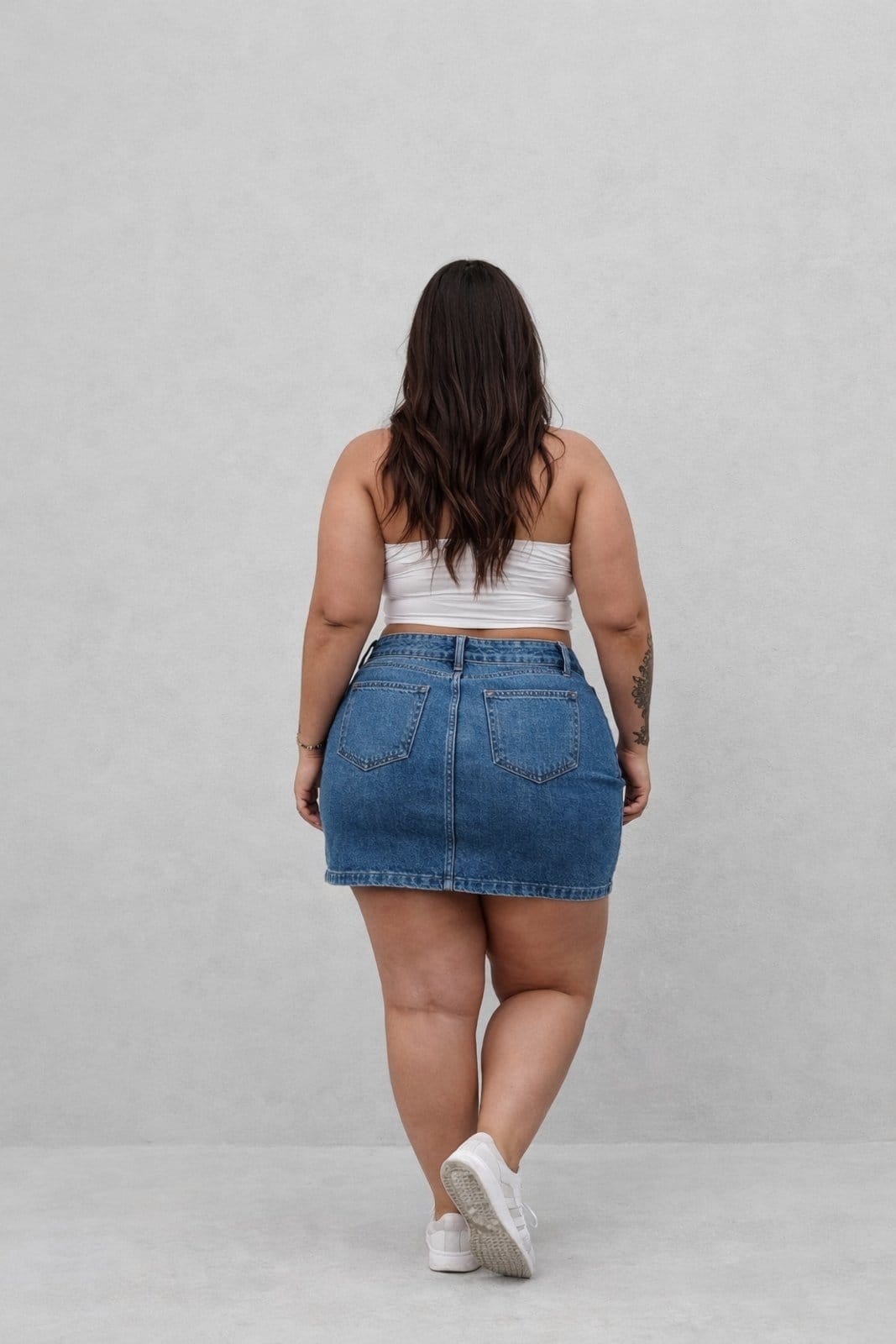 Vista 2 Saia Plus Size D Bell Outlet Fashion Jeans Claro D BELL OUTLET FASHION azul