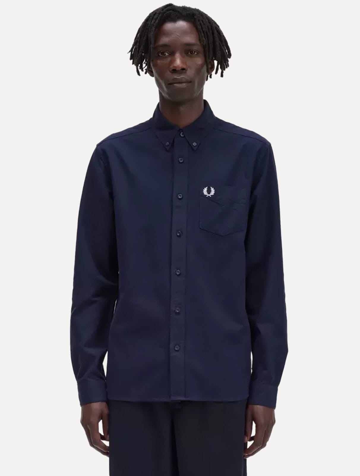 Camisa Fred Perry Masculina Oxford Pocket Light Logo Escuro