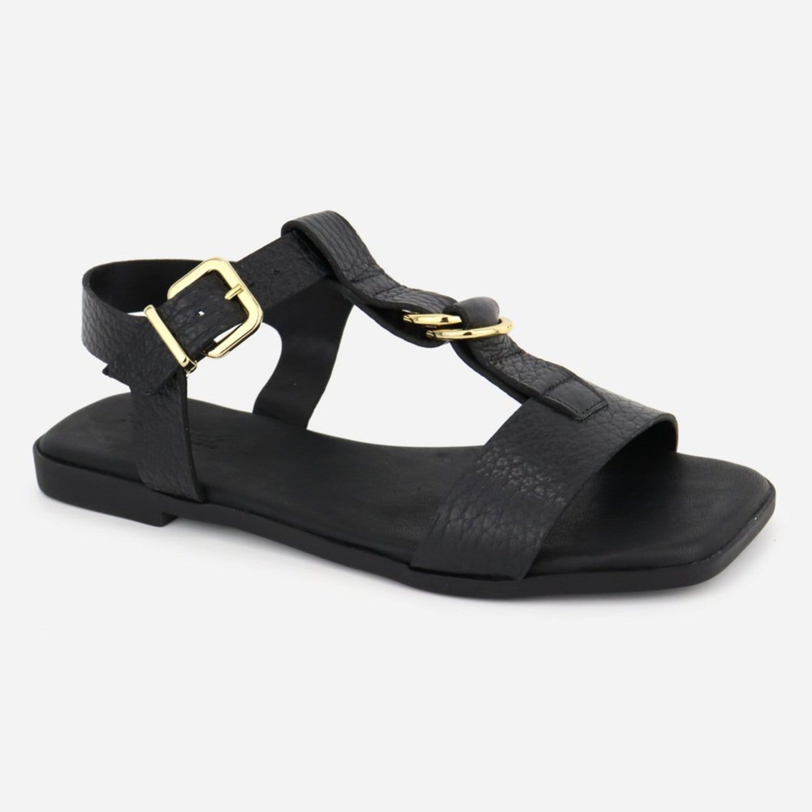 Vista 2 Sandália Luxo Casual Maria Paula Couro Rasteira MARIA PAULA preto