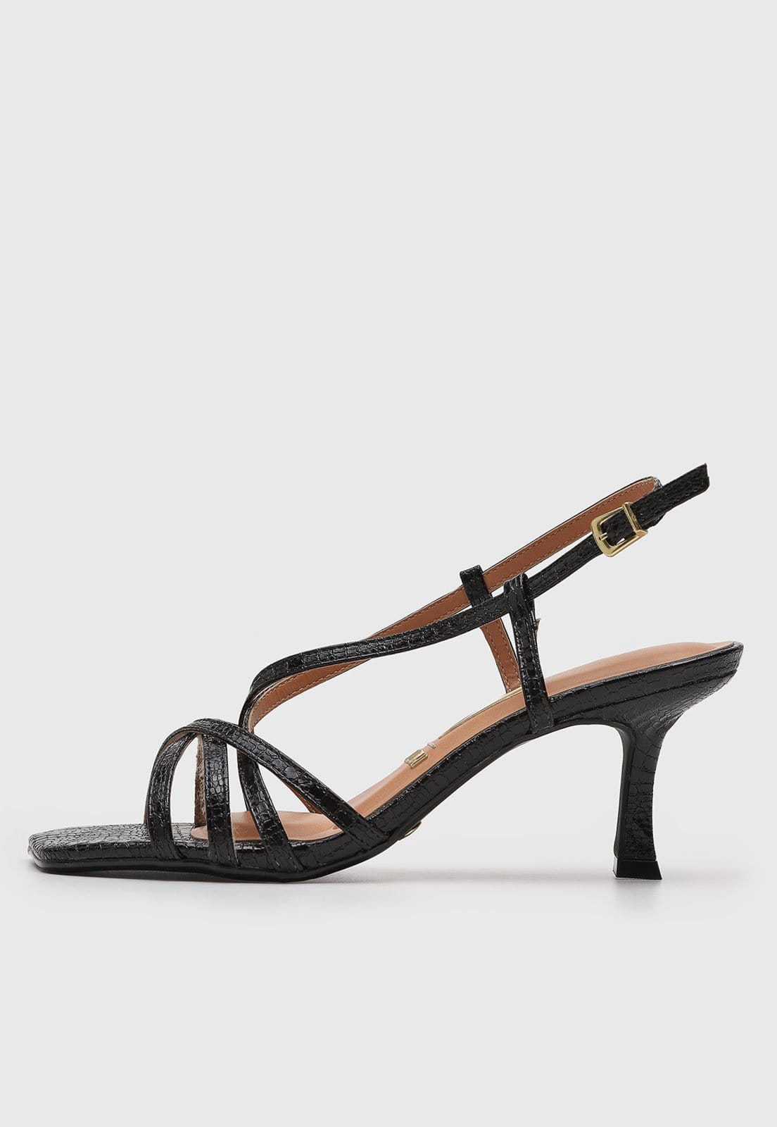 Sandália Feminina Vizzano Salto Médio Croco Preta