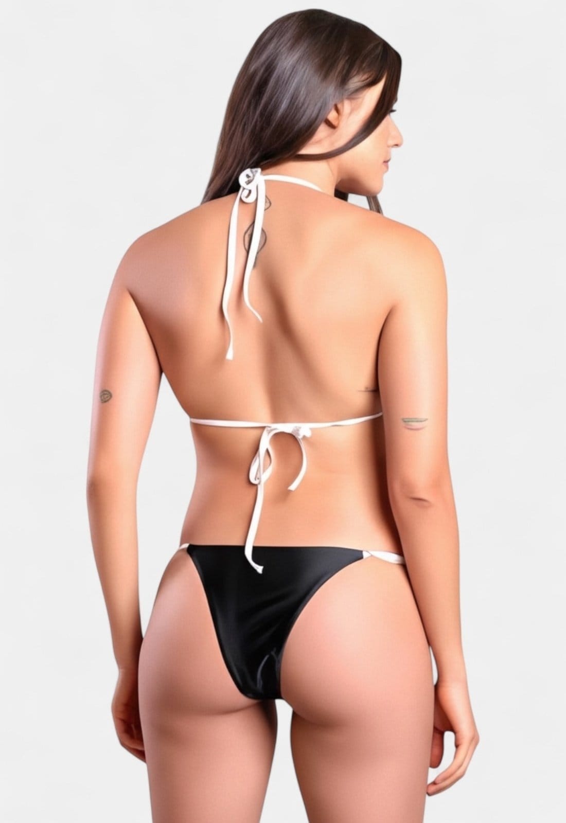 Vista 2 Biquíni Areia Branca Praya Cortininha Tule Areia Branca preto