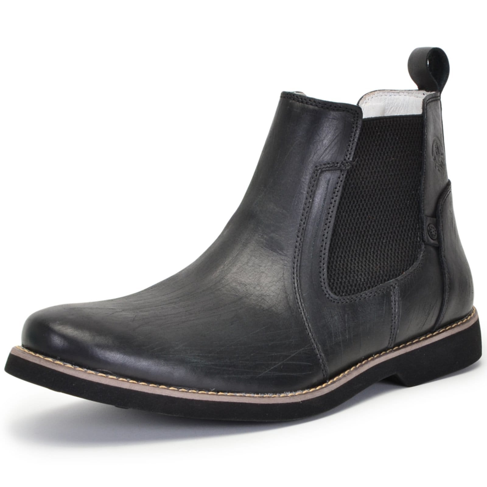 Vista principal Botina Chelsea Masculina Ferrile Em Couro Rustico Forro De Couro 22023 Ferrile preto