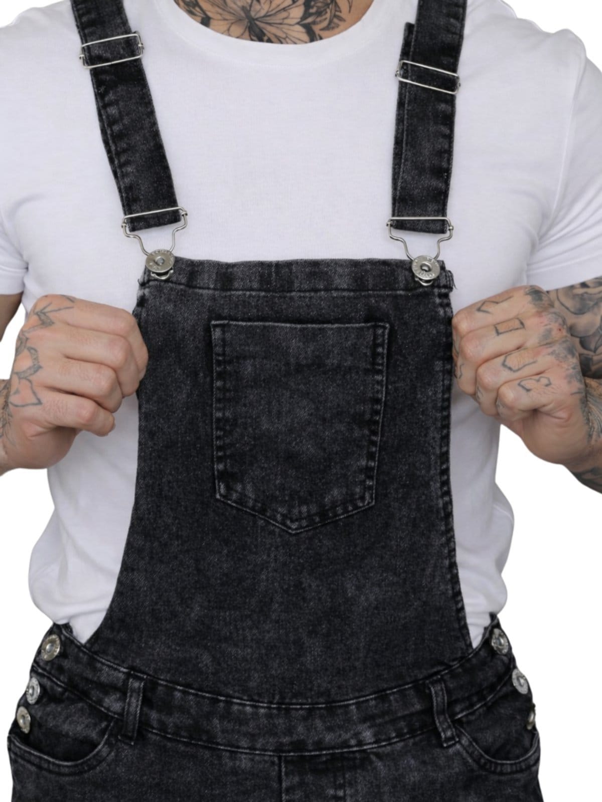 Vista 2 Macacão Masculino Jeans Light Jardineira Jeans Grafite JEANS LIGHT cinza