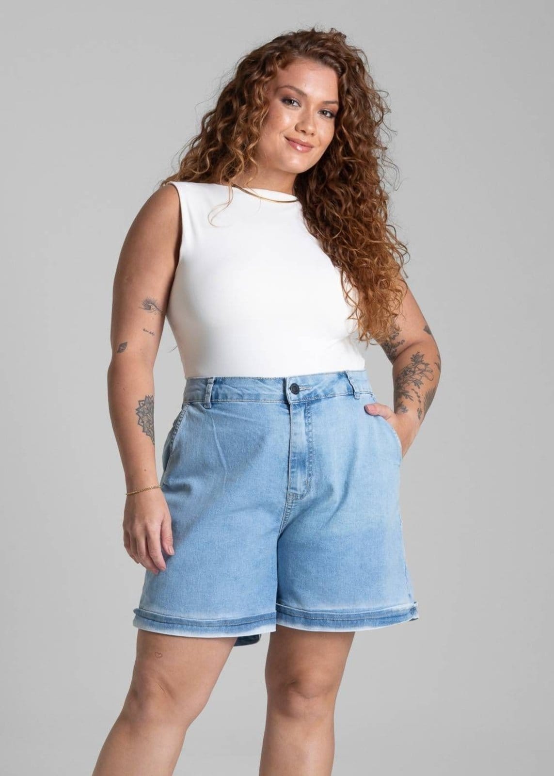 Vista 2 Shorts Jeans Sawary Plus Size - 281644 Sawary azul