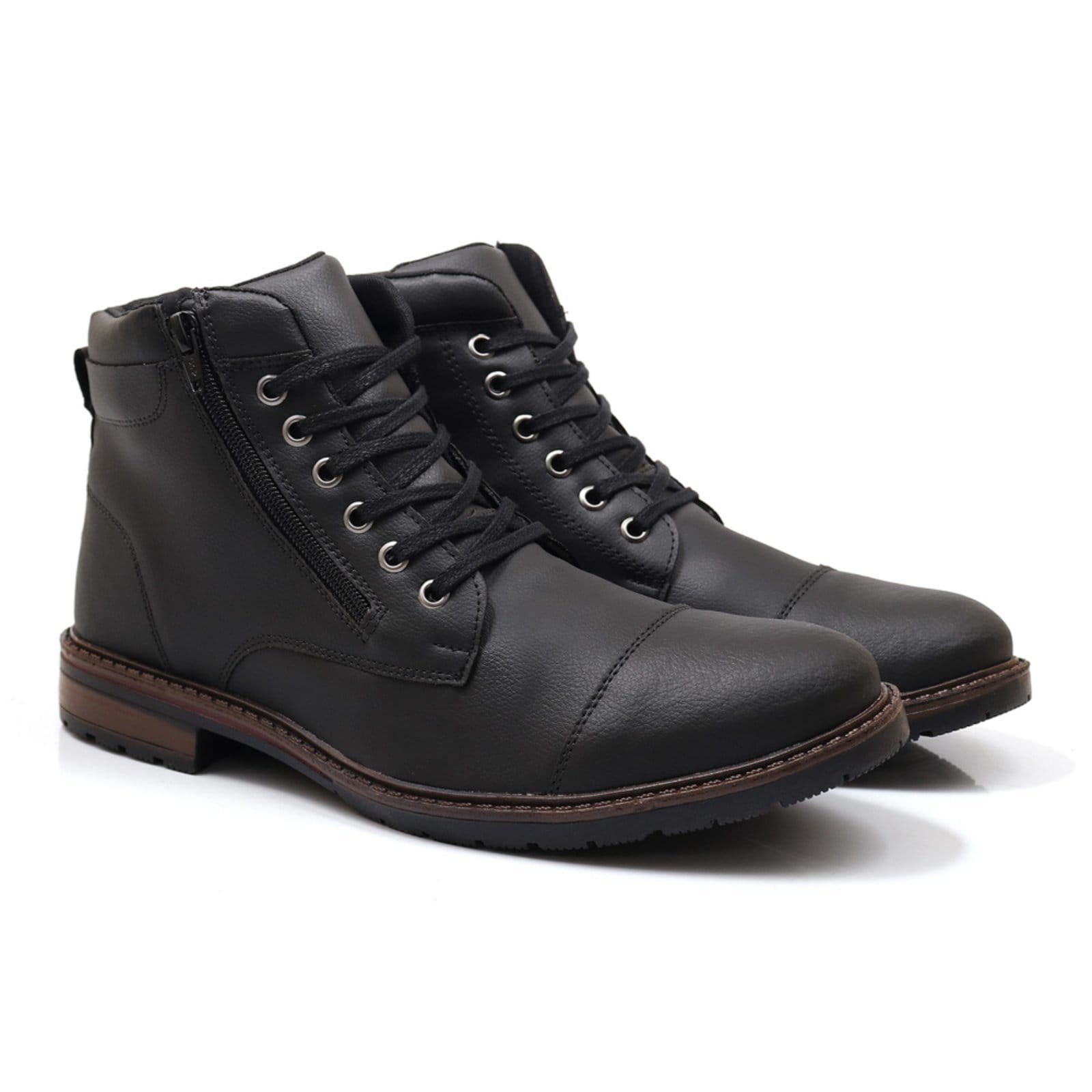 Vista 2 Bota Coturno Masculina Épico Casual Zíper Conforto Leve Com Carteira ÉPICO CALÇADOS preto