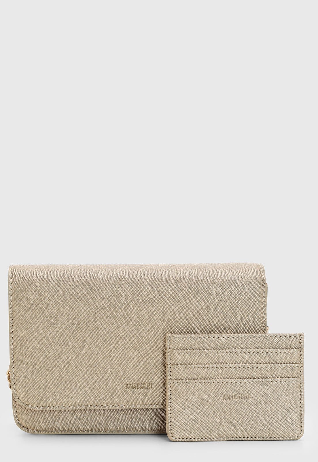 Kit Bolsa e porta cartão Feminina Anacapri Pequena Alça Corrente