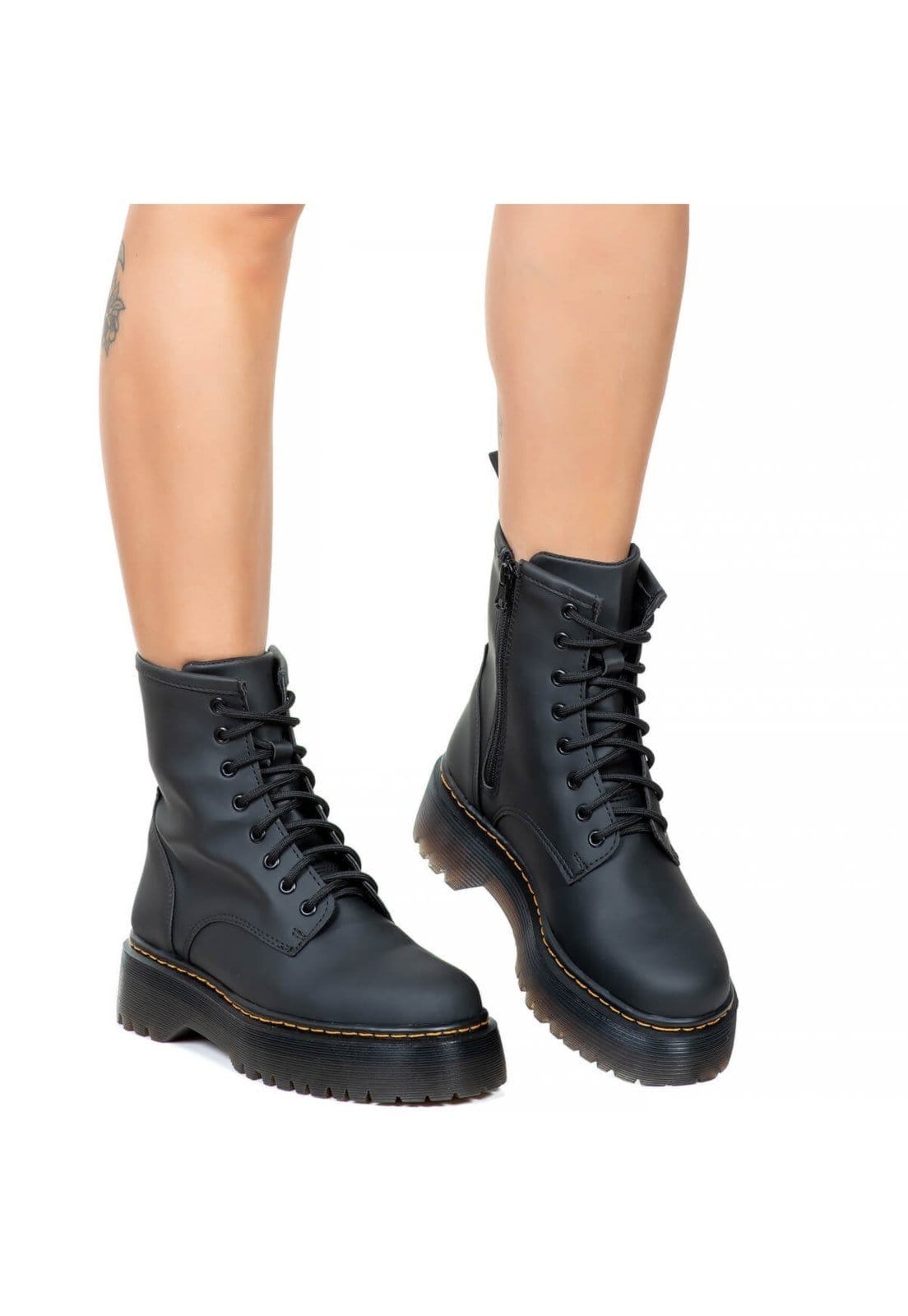 Vista 2 Bota Coturno Tratorada Estilo Inglesa Fosco ESTILO VEGGIE SHOES preto