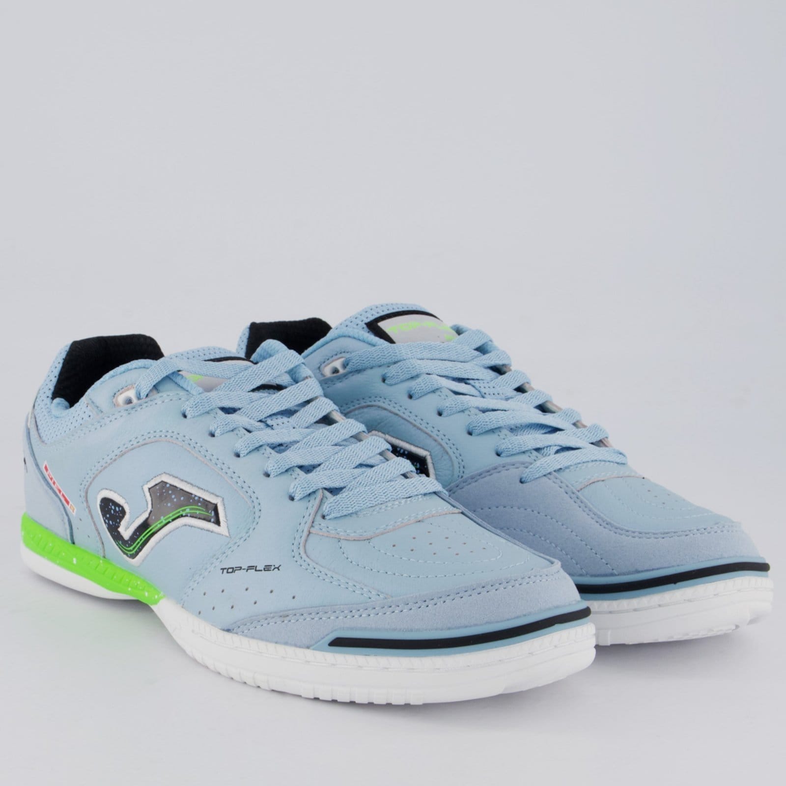 Vista 2 Chuteira Joma Top Flex Futsal Verde e Azul Joma azul verde