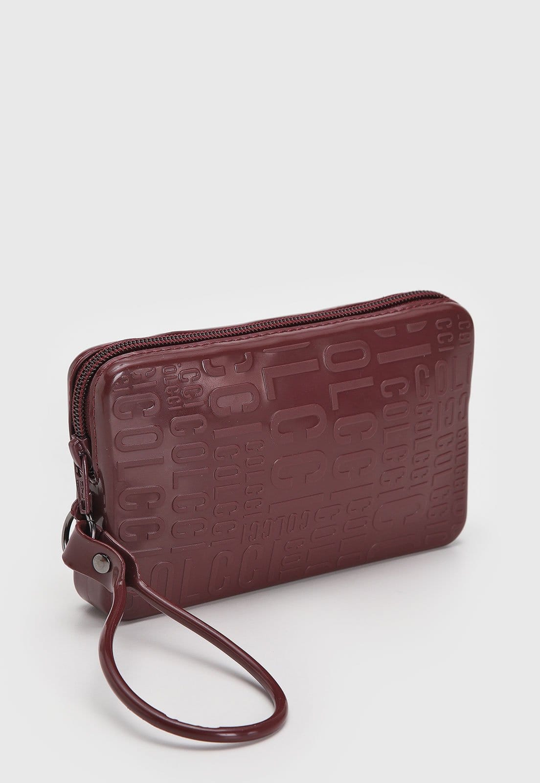 Vista 2 Clutch Colcci Monograma Alça Mão Bordô Colcci vinho