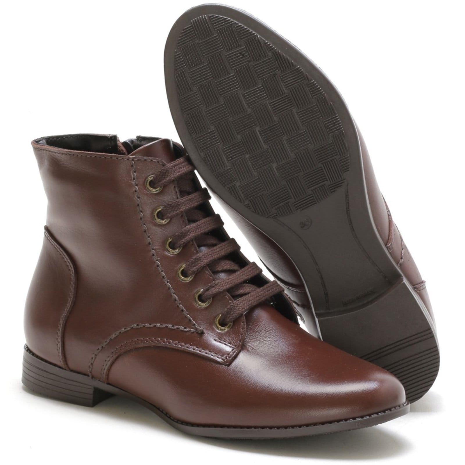 Vista 2 Bota Cano Curto Couro Tellini Store Chocolate TELLINI STORE marrom