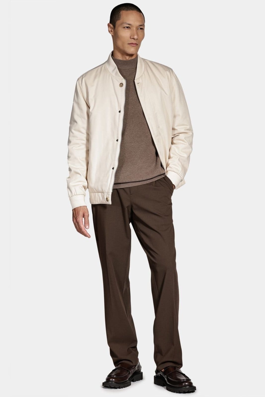 Vista 2 Calça Aramis Alfaiataria Cós Elástico Café Aramis incolor