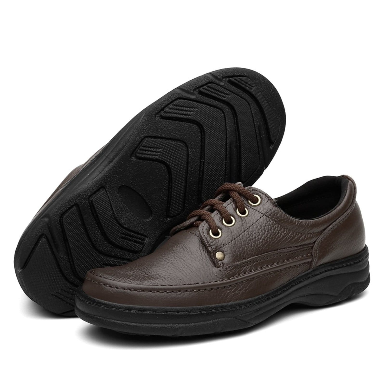 Vista 2 Sapato Casual Social Conforto Ortopédico Couro Yes Basic marrom