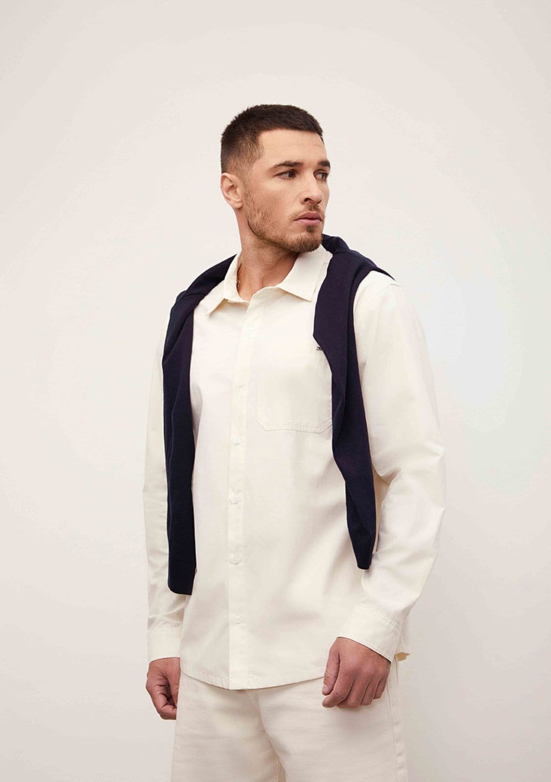 Camisa Iódice Decote V Manga Longa Padrao Off-white