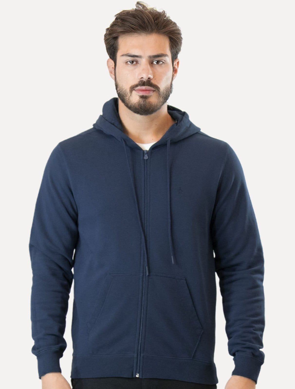 Moletom Original Penguin Masculino Capuz Full-Zip Bordado Marinho
