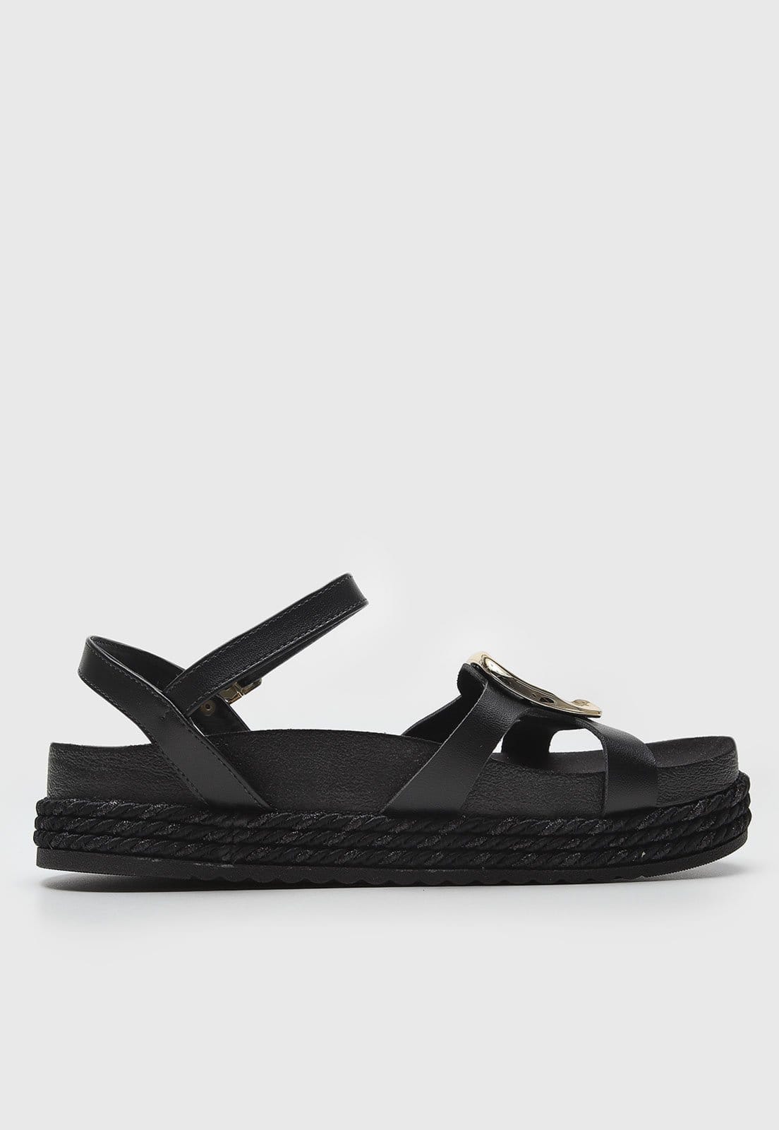 Vista 2 Rasteira Flatform Beira Rio Aplicação Preta BEIRA RIO preto