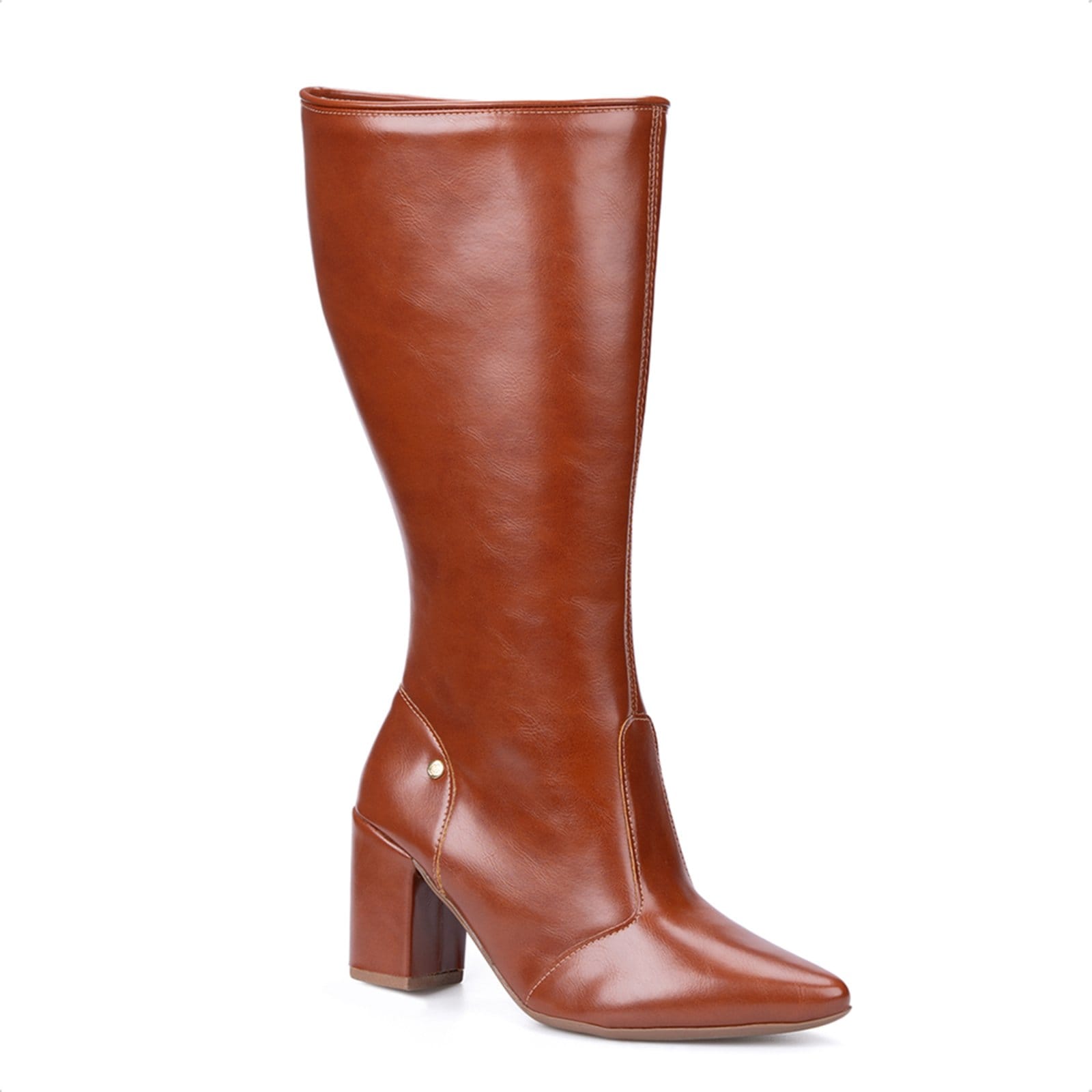 Bota Social Domidona Feminina Cano Alto Bico Fino Salto Alto Bloco