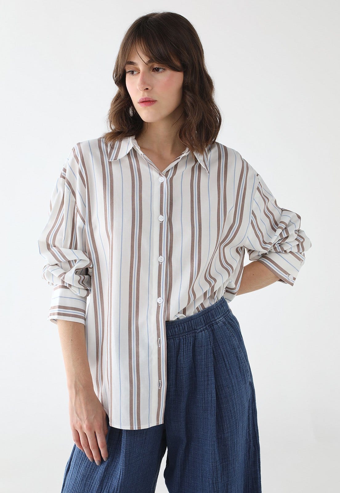 Camisa Feminina Hering Listrada Off-White