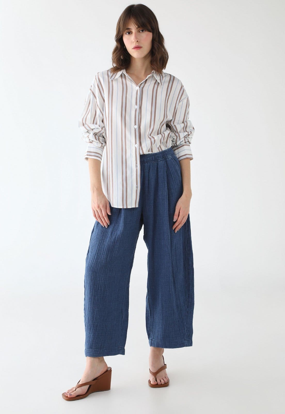 Vista 2 Camisa Feminina Hering Listrada Off-White Hering off-white white