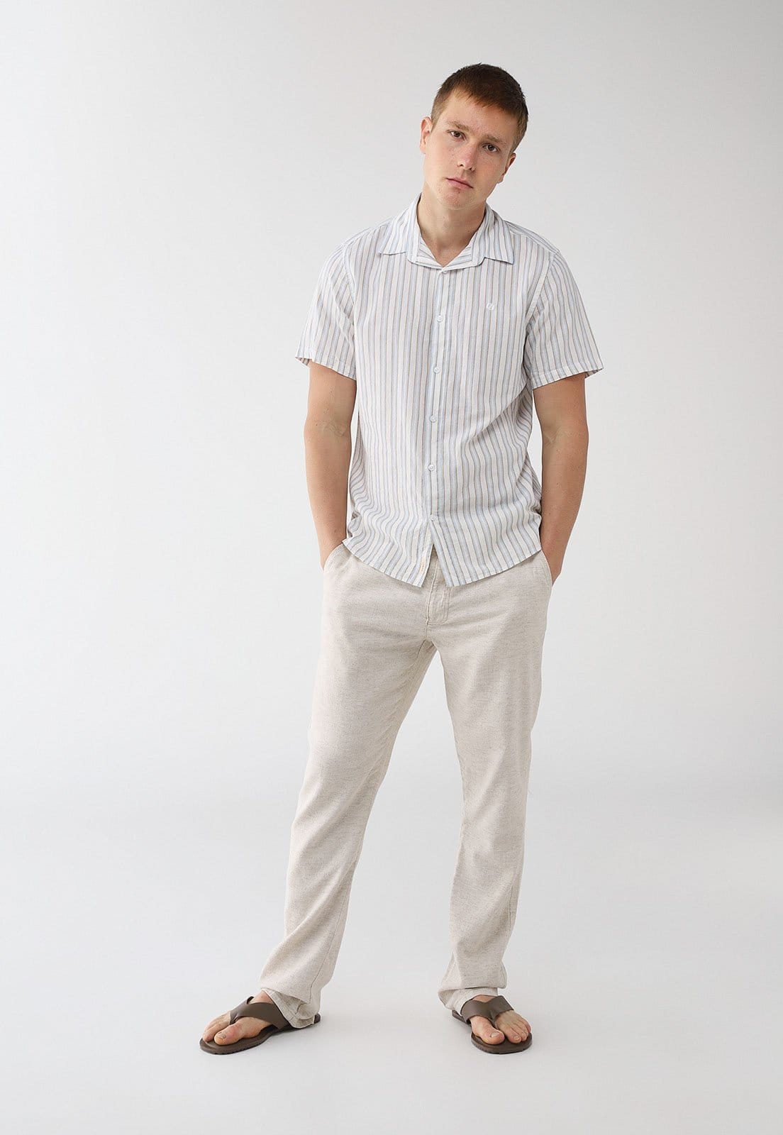 Vista 2 Camisa Masculina Colcci Listrada Off-White Colcci off-white white