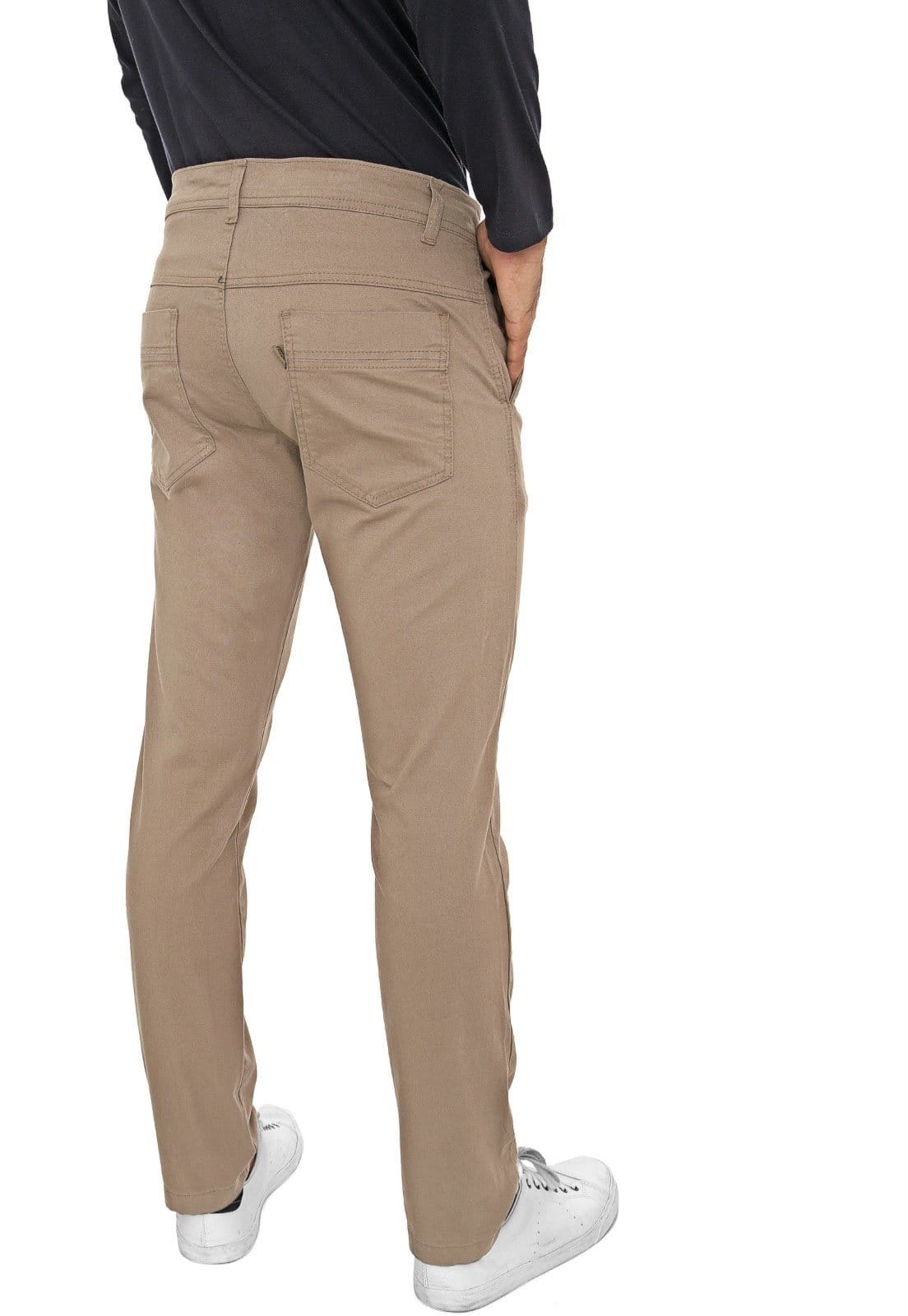 Vista 2 Calça Sarja Conforto Slim Fit Insert Claro Macaw bege