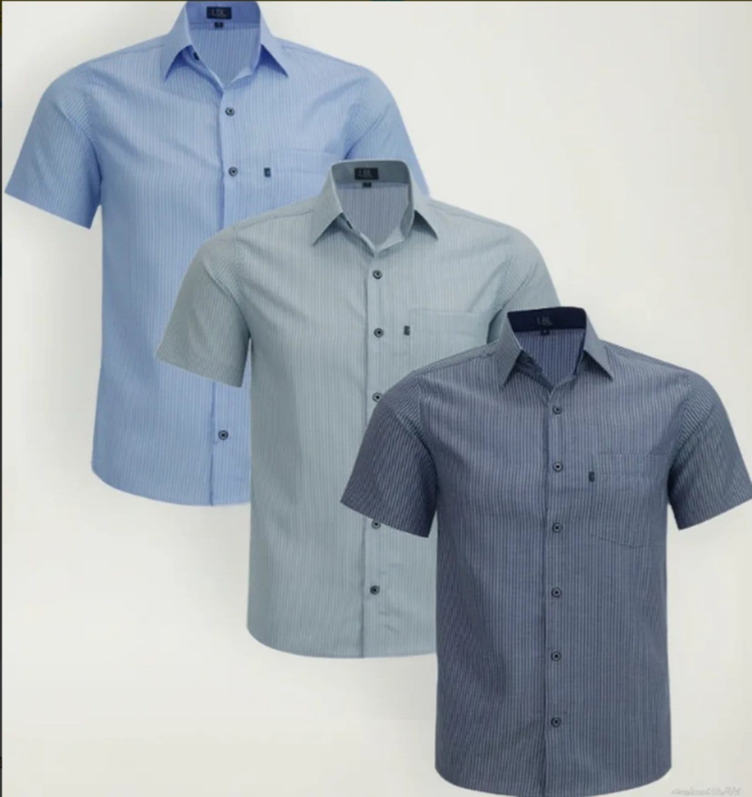 Kit Camisas Listrada Comfort LBL Poliéster Com Bolso Macia Fácil de Passar Manga Curta