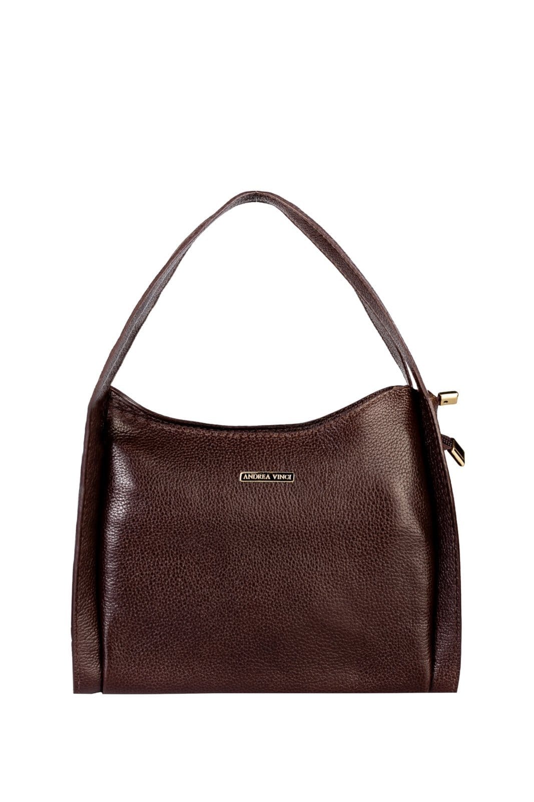 Bolsa Andrea Vinci De Mão Em Couro Liso Helena - Café