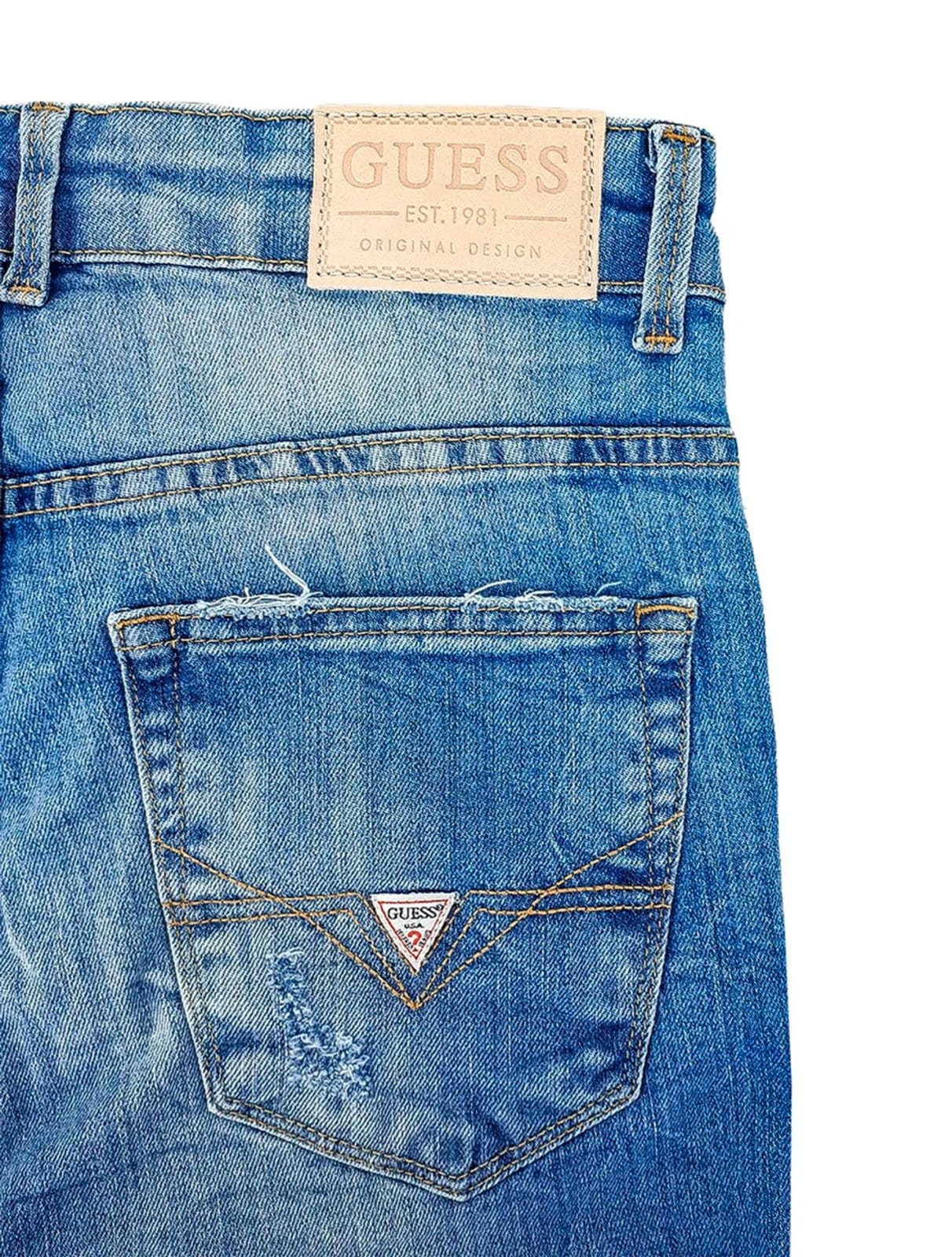 Vista 2 Bermuda Guess Jeans Masculina Cerzido Stone Clara Guess azul
