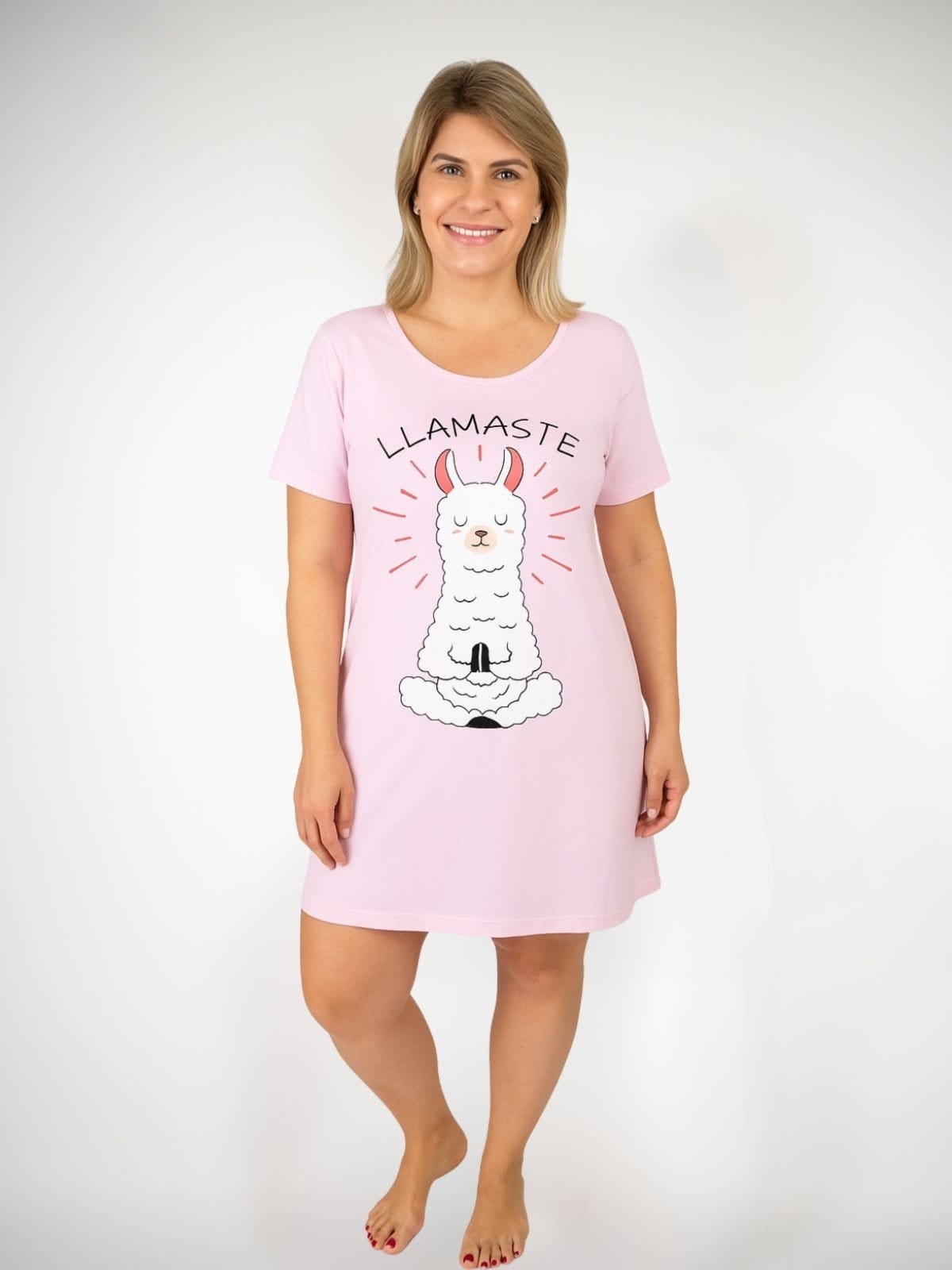 Camisola Algodão Plus Size Manga Curta Lhamaste