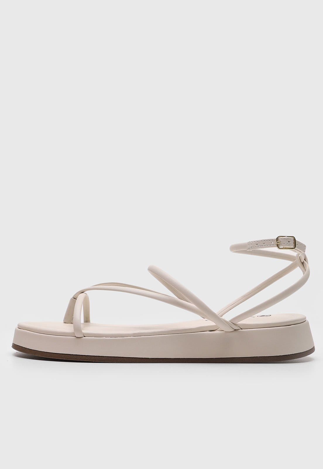 Vista principal Rasteira Feminina VIA UNO Fechada Fivela Branca VIA UNO branco