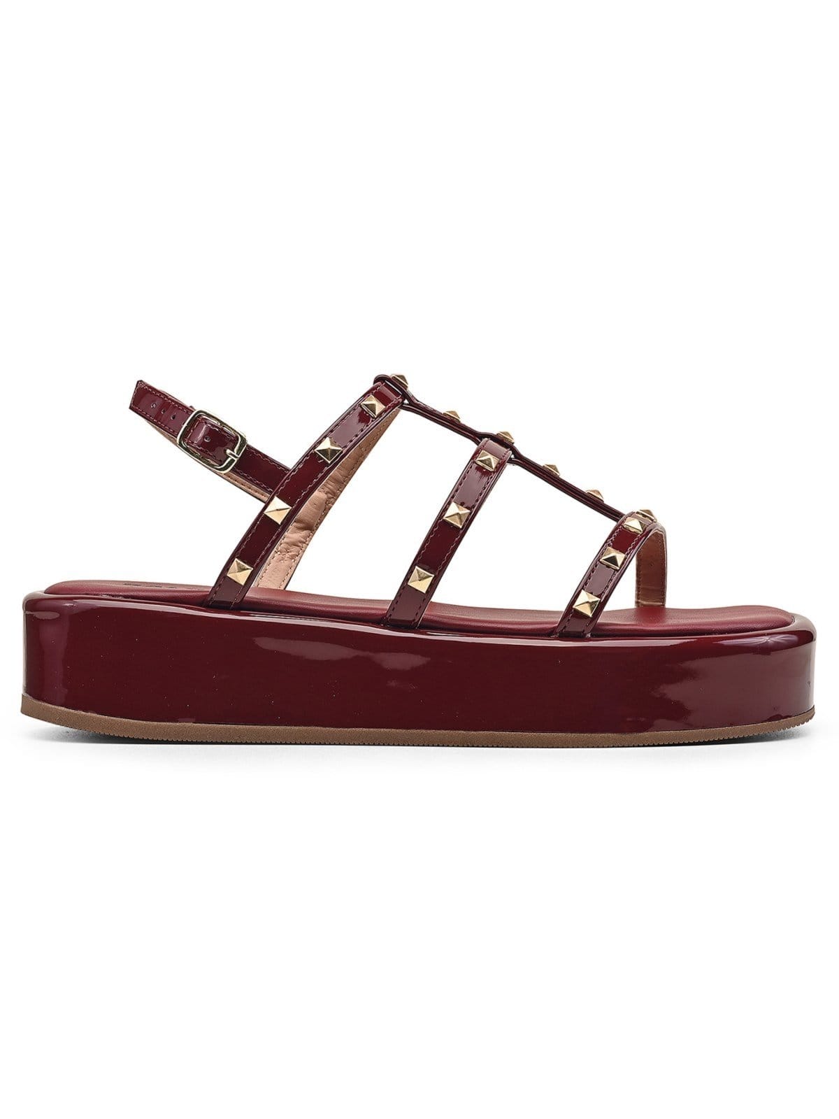 Sandália Papete Marsala Verniz Spike