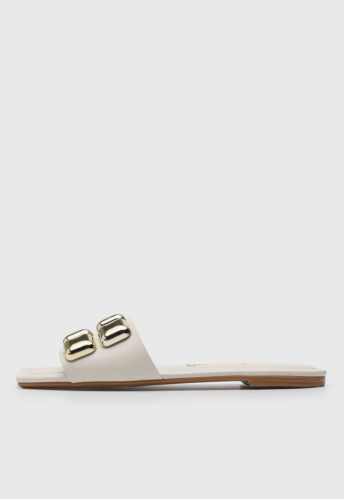 Rasteira Feminina Vizzano Fivela Quadrada Off-White