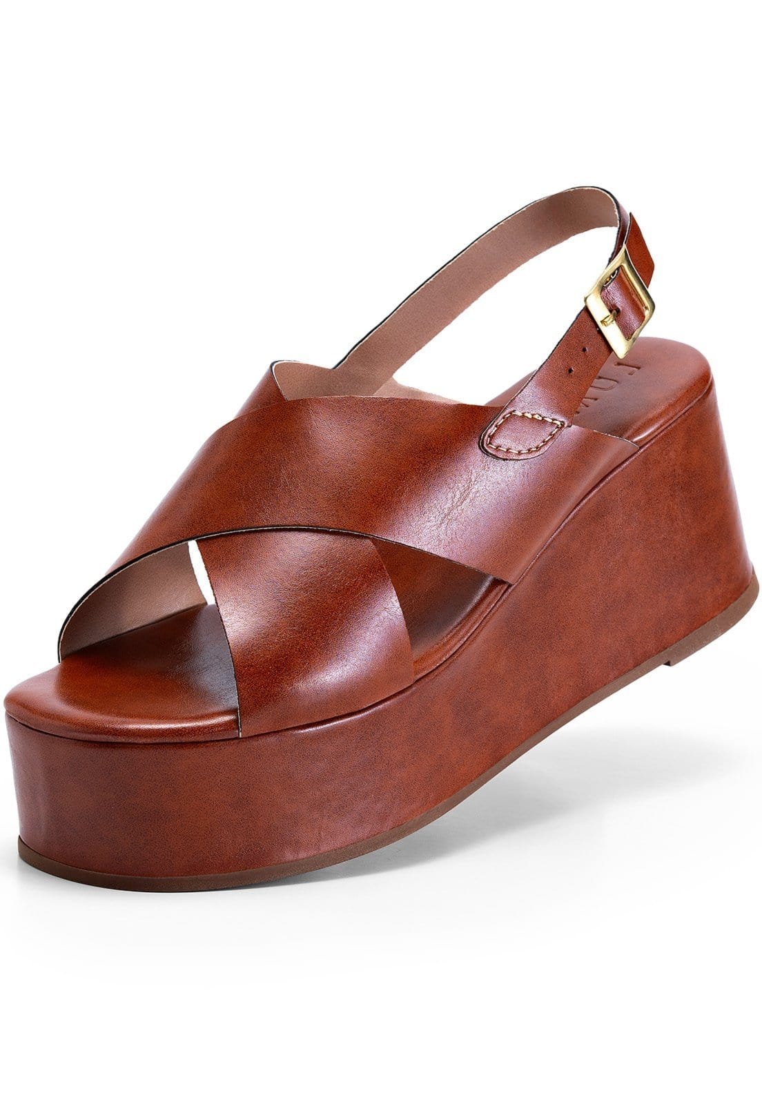 Sandália Feminina Lumiss Anabela Casual Tiras Largas Confortável Blogueira