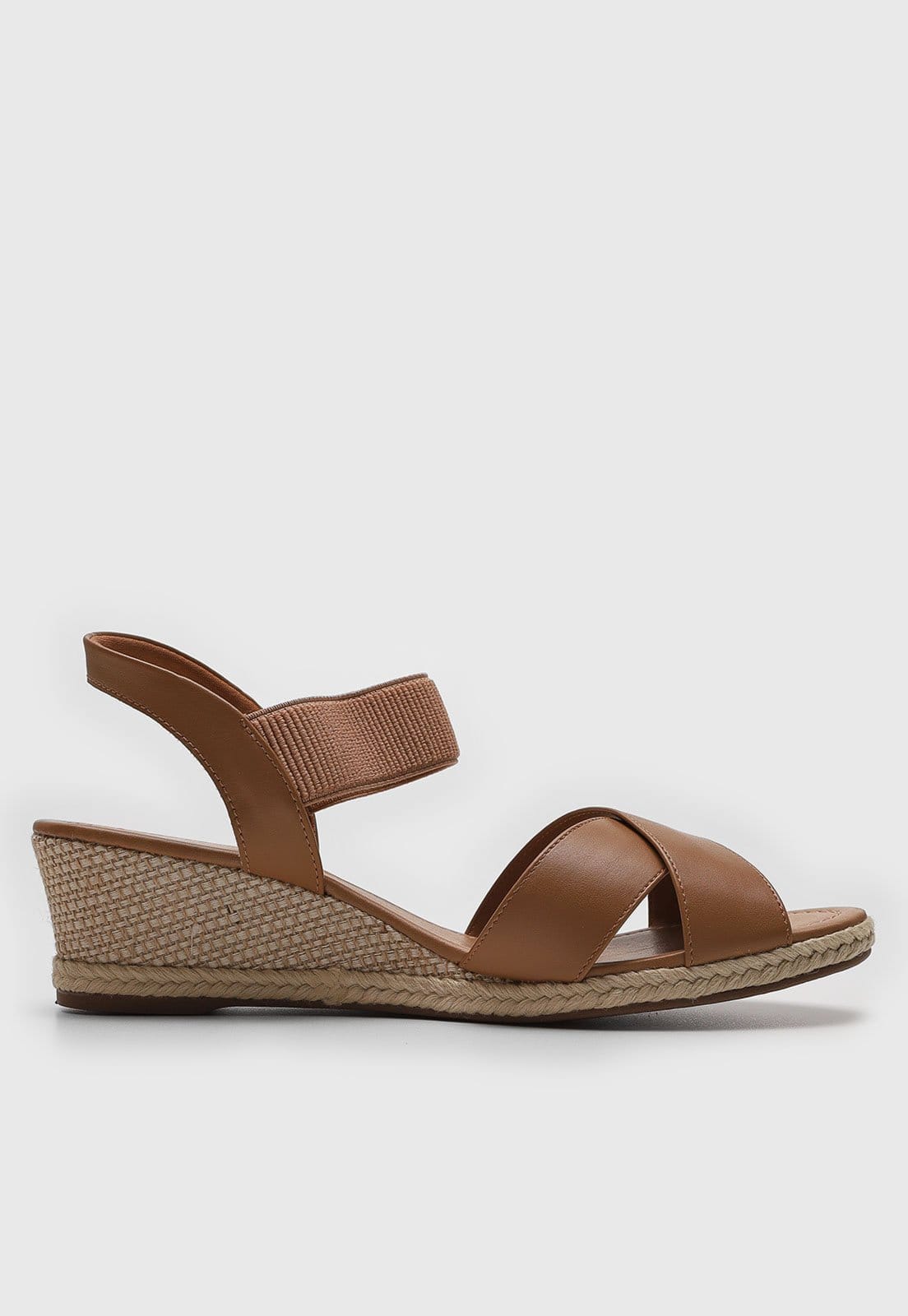 Vista 2 Sandália Anabela cê Entrelace BEBECÊ caramelo