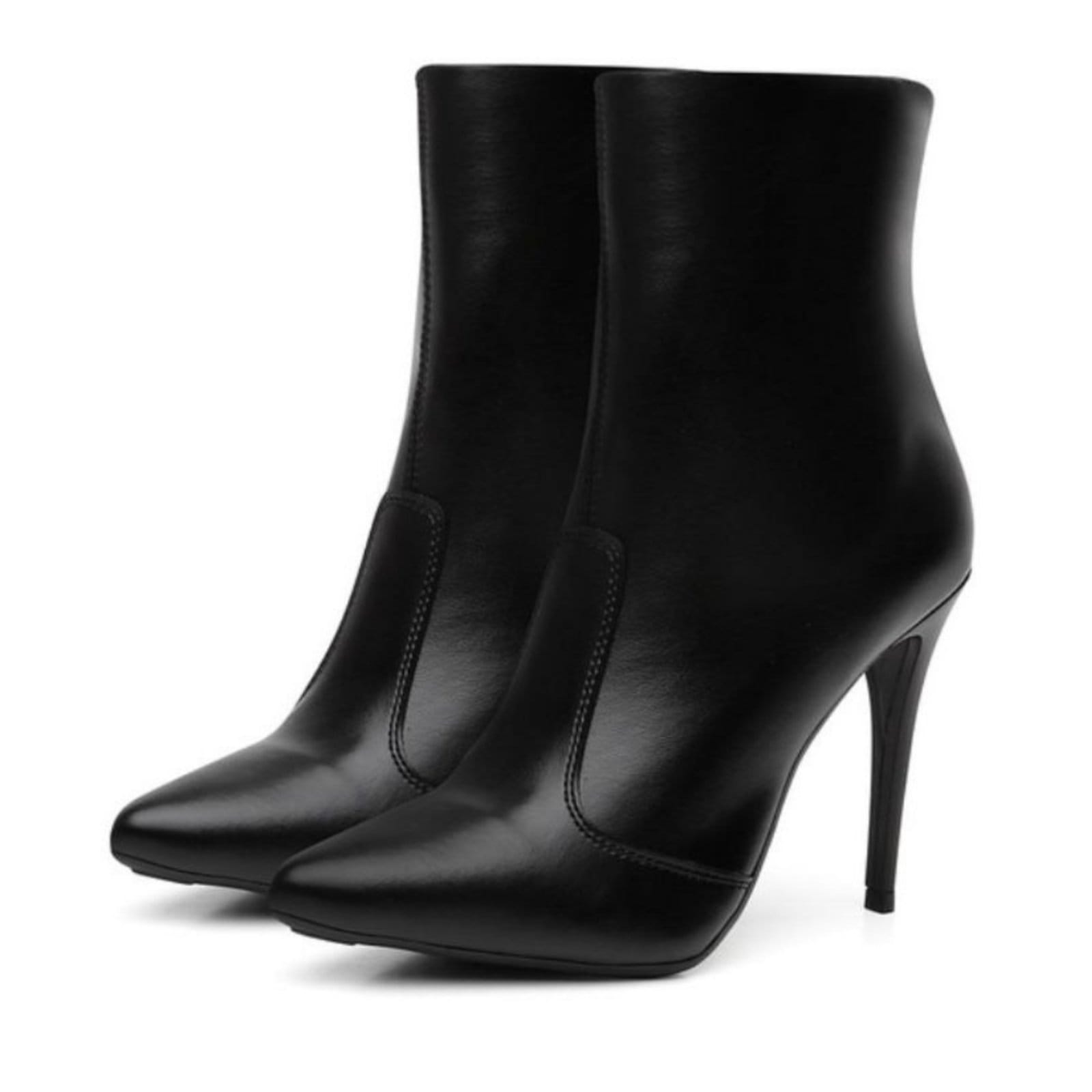 Vista principal Bota Cano Curto Salto Fino Ziper Estilosa Preta Santa Rosa preto