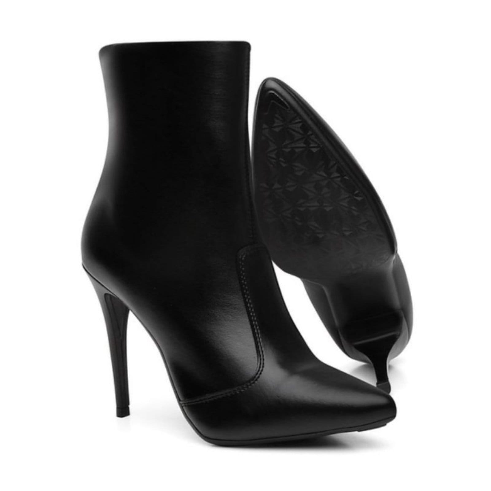 Vista 2 Bota Cano Curto Salto Fino Ziper Estilosa Preta Santa Rosa preto