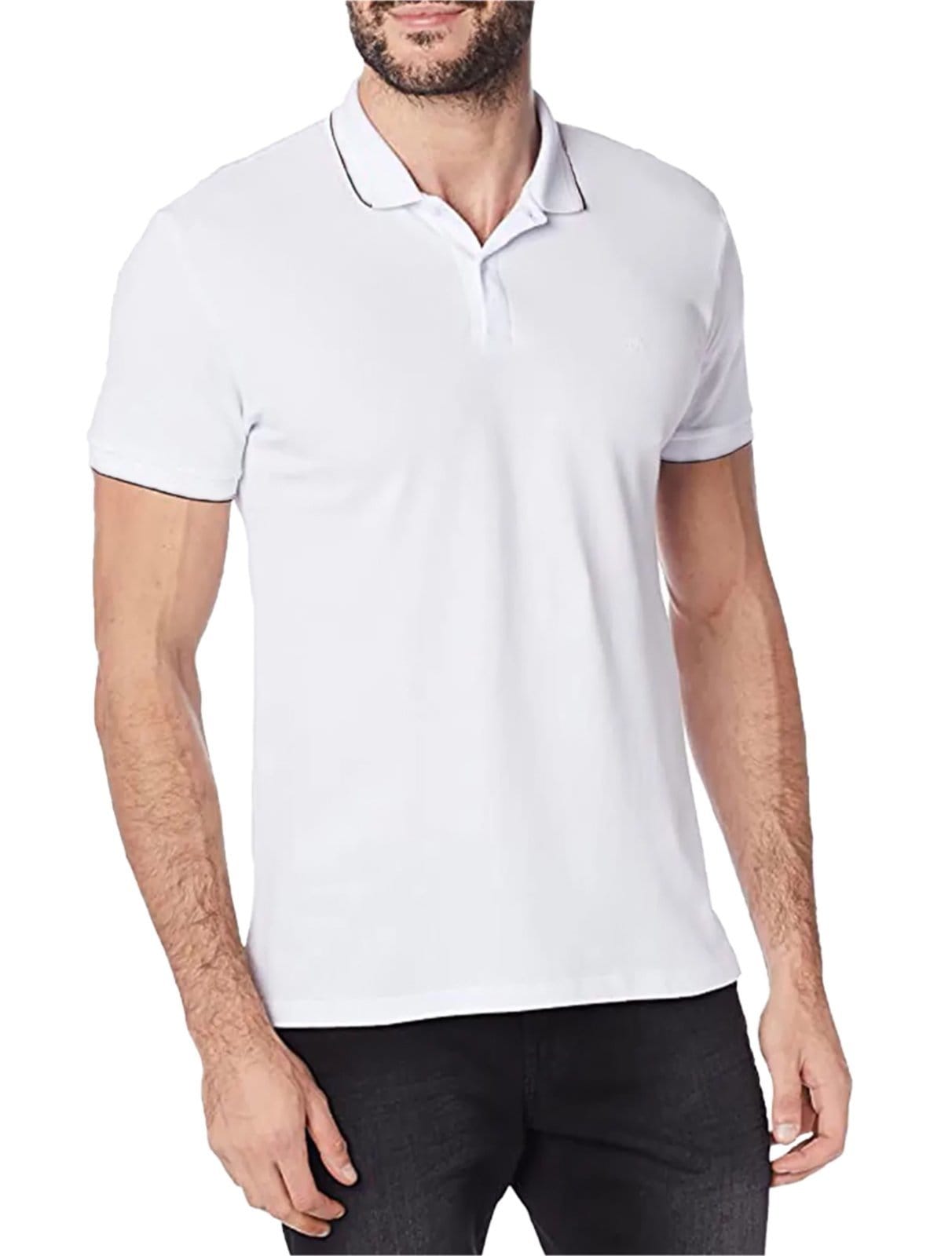 Vista 2 Polo Forum Masculina Muscle Piquet One Line Collar Branca Forum branco