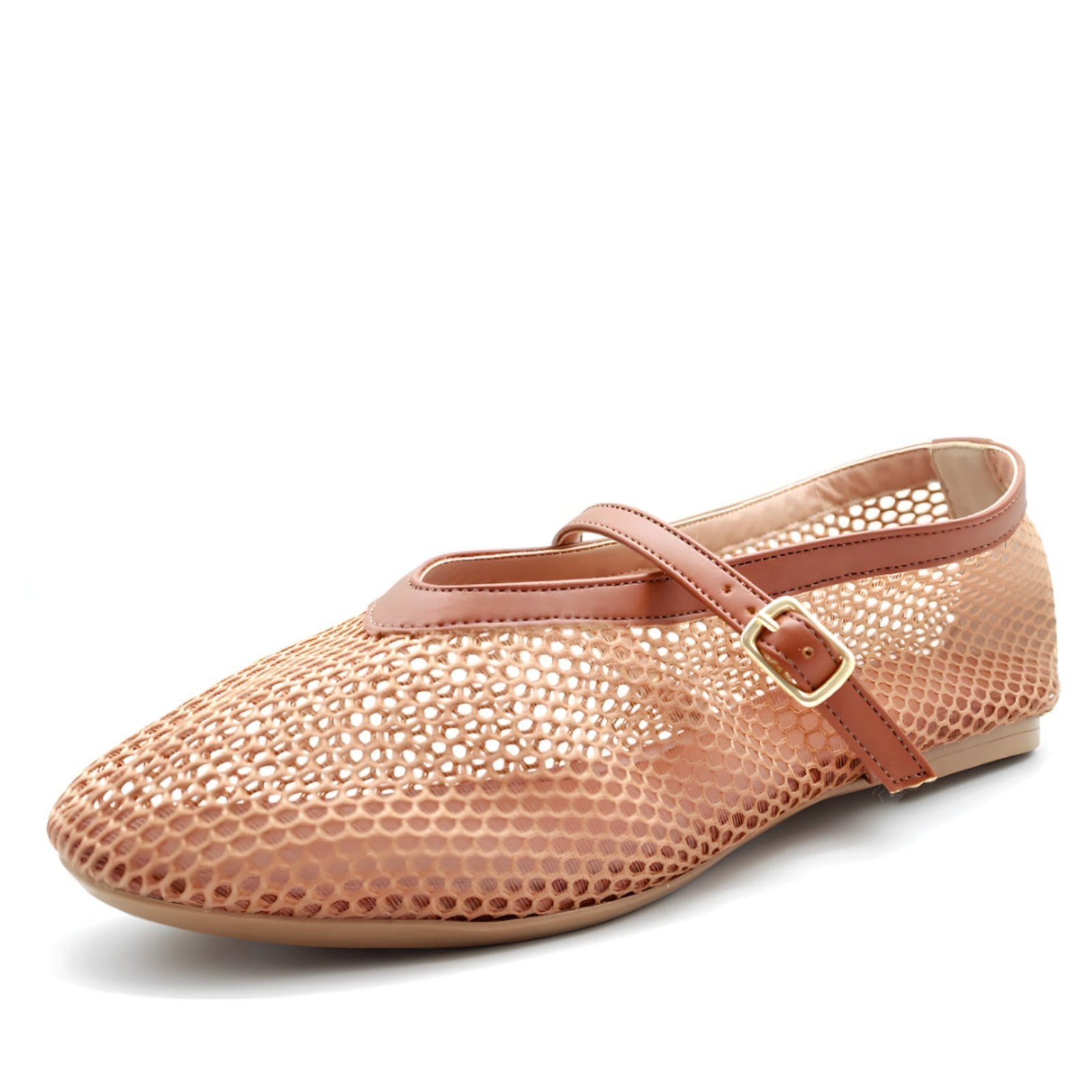 Vista 2 Sapatilha Boneca de Tela Sandália Feminina Delicada 5400 Flor da Pele marrom