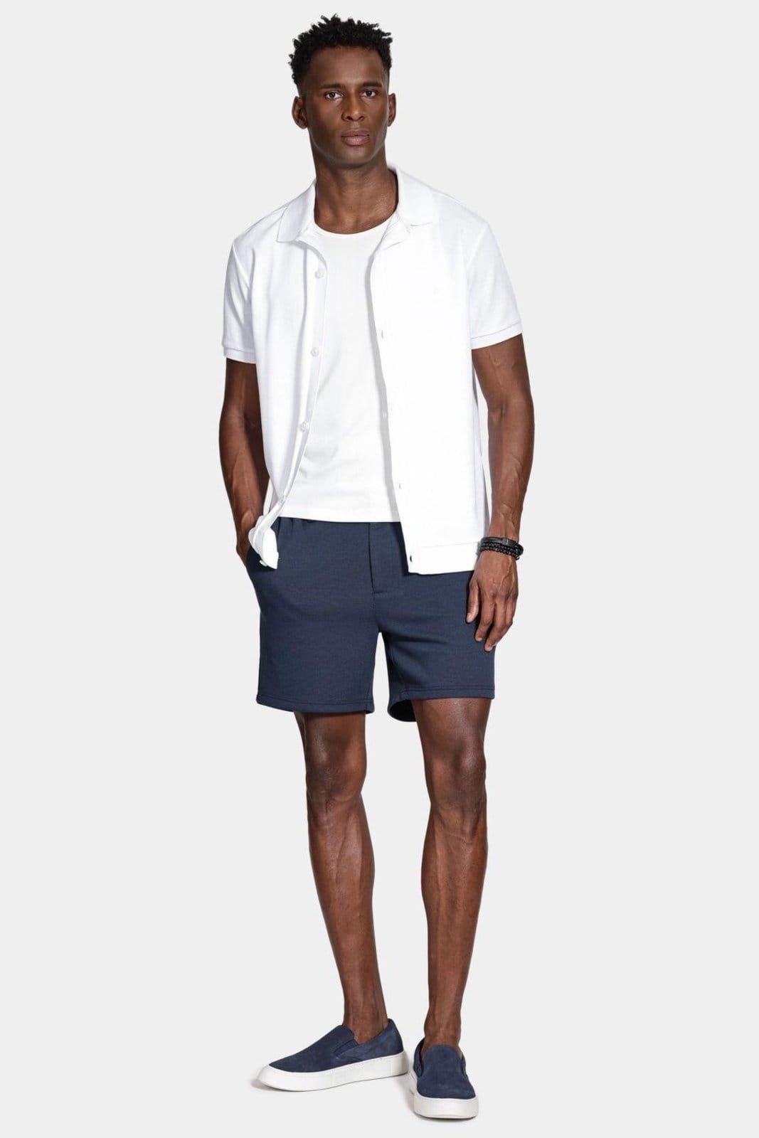 Vista 2 Bermuda Aramis Chino Comfort Knit Textura Marinho Aramis azul marinho