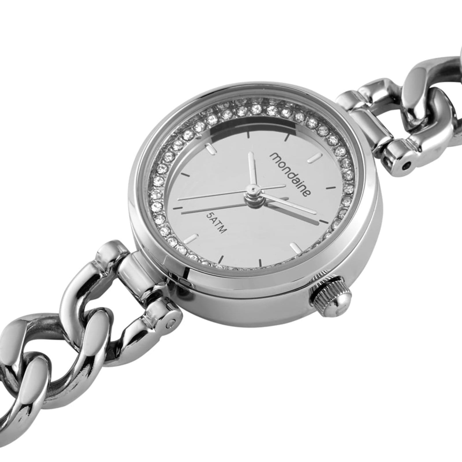 Vista 2 Relógio Feminino Correntes Espelhado Mondaine prata