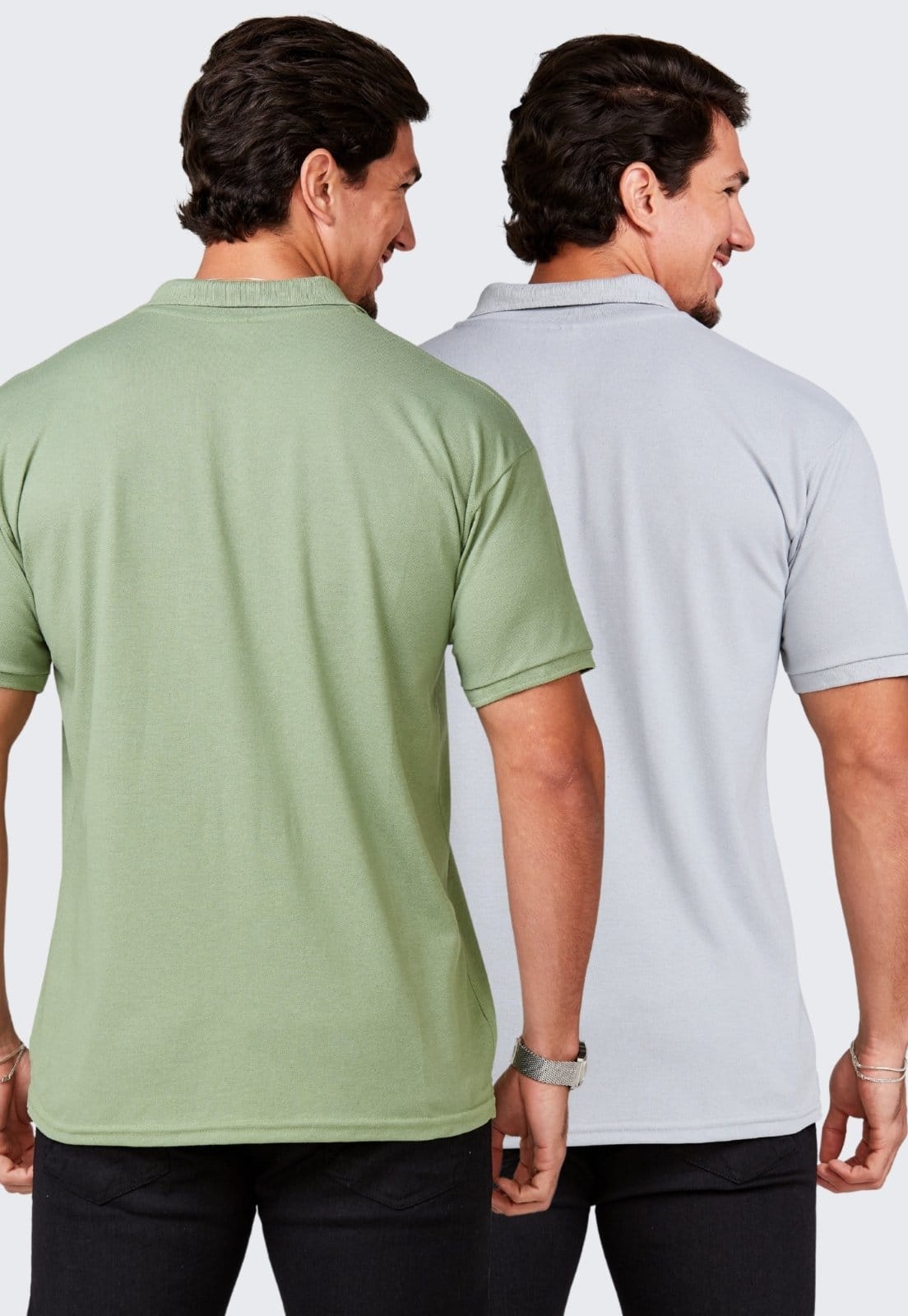 Vista 2 Kit 2 Camisa Polo Masculina Algodão Piquet Daze Modas e Verde Daze Modas cinza/verde verde