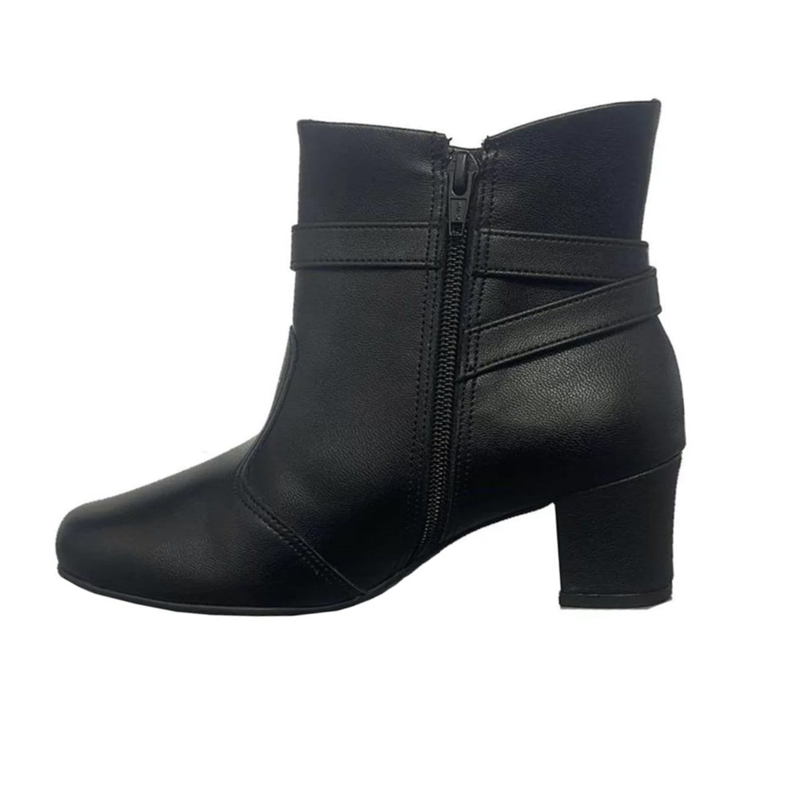 Vista 2 Kit Bota Piccadilly Laura Cano Curto Feminina + Par de Meia Piccadilly preto