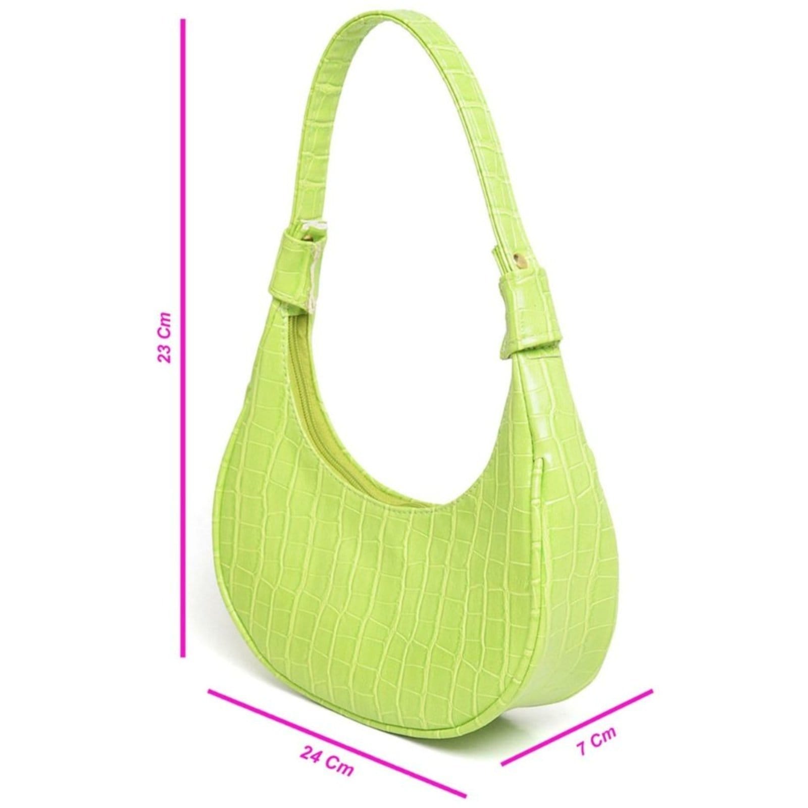 Vista 2 Bolsa Feminina Anna Andrade Meia Lua Bolsa De Ombro Tiracolo Bolsa Média Tendência Anna Andrade verde